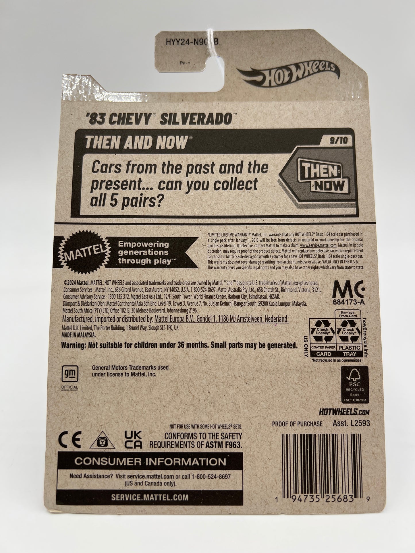 2025 Hot Wheels Dollar General Exclusive #249 83 Chevy Silverado Purple W/Protector