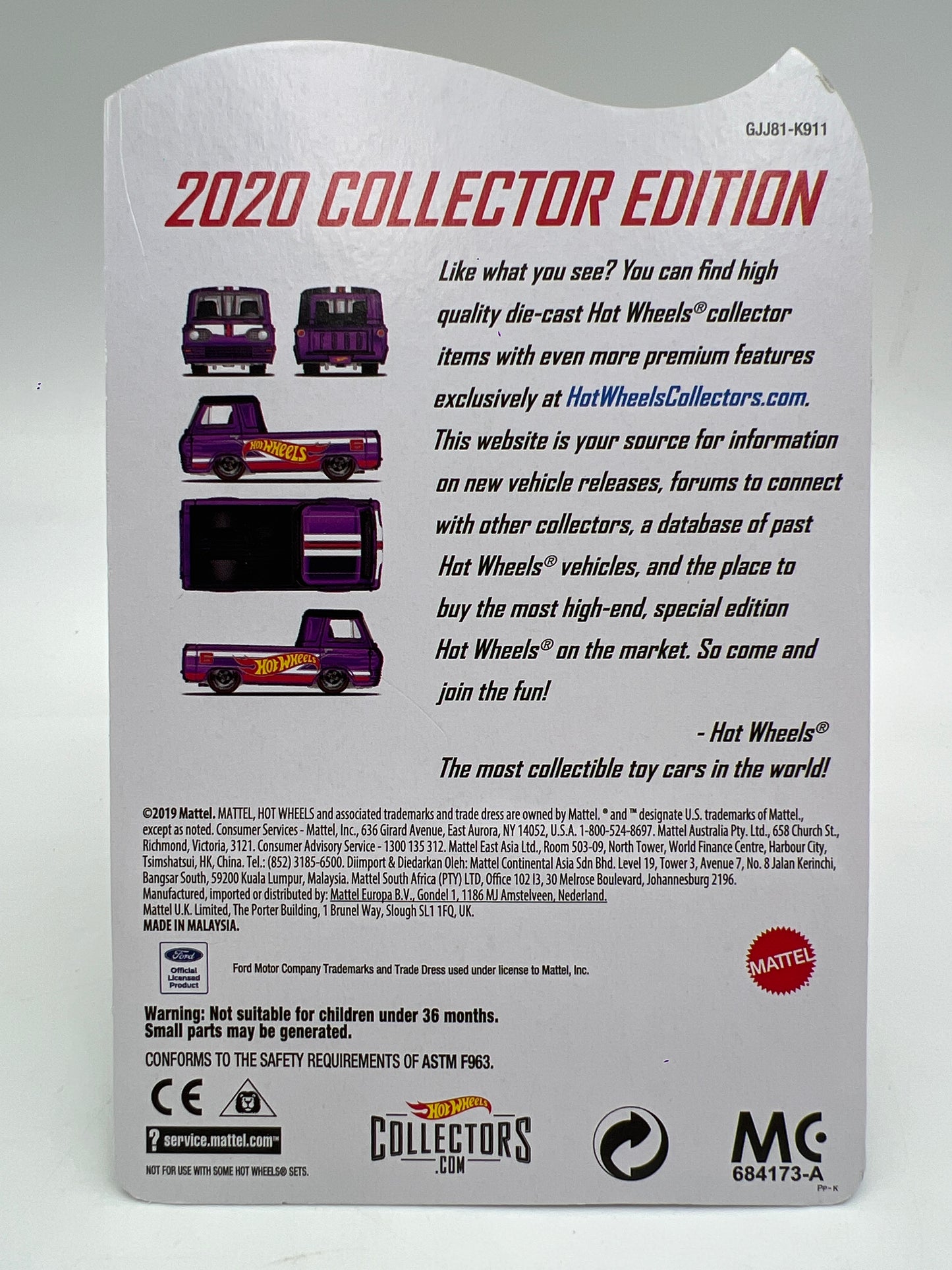 2020 Hot Wheels RLC Mail In #6 60s Ford Econoline Pickup Purple W/Protector