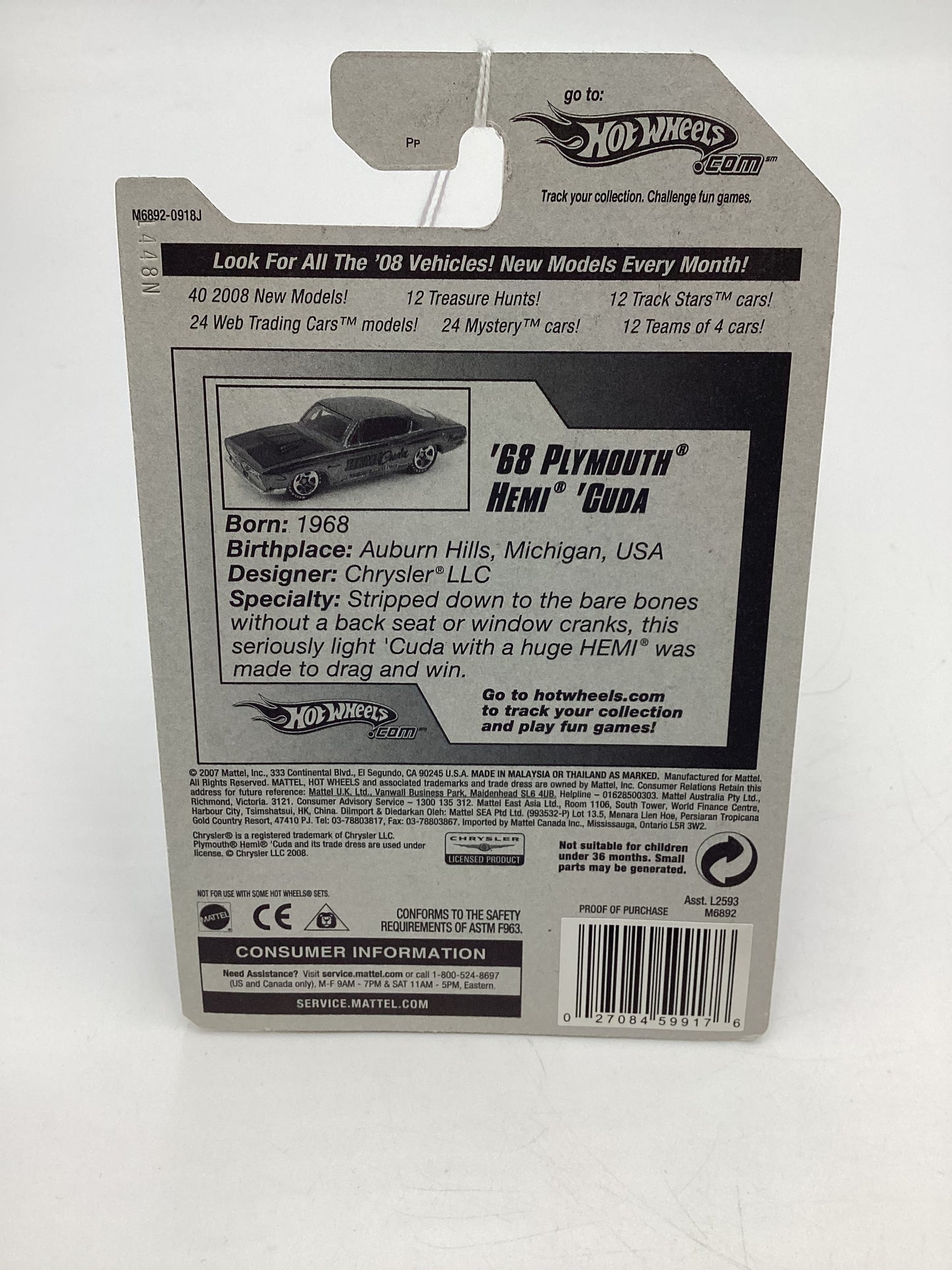 2008 Hot Wheels HW Team: Muscle Mania #134 68 Plymouth Hemi Cuda Orange 56B