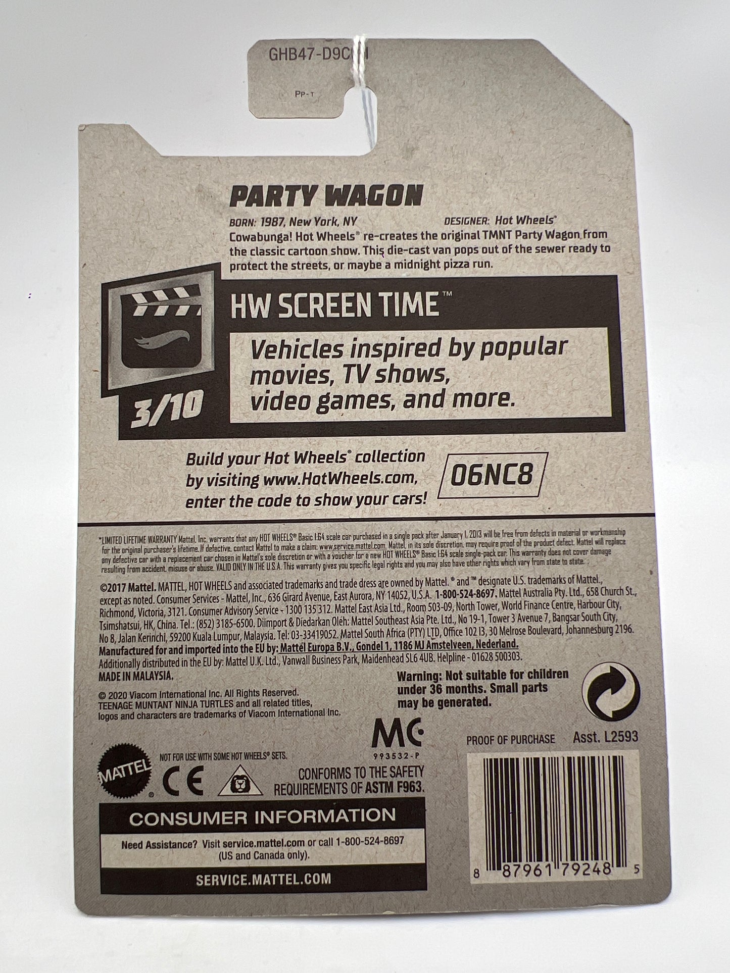 2020 Hot Wheels Screen Time #147 TMNT Party Wagon