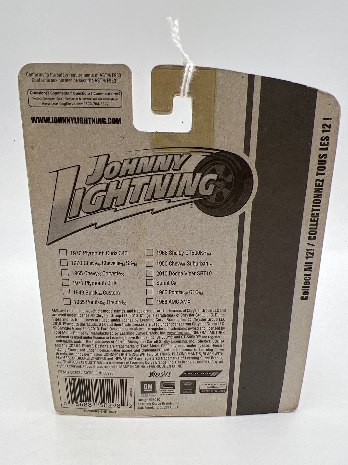 Johnny Lightning Small Card 1965 Chevy Corvette White 217G