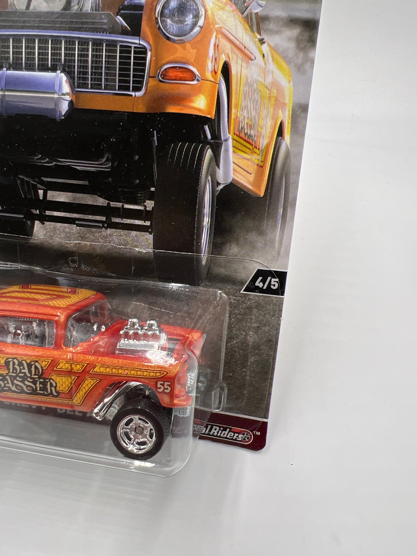 Hot Wheels Car Culture Redliners #4 55 Chevy Bel Air Gasser Orange W/Protector