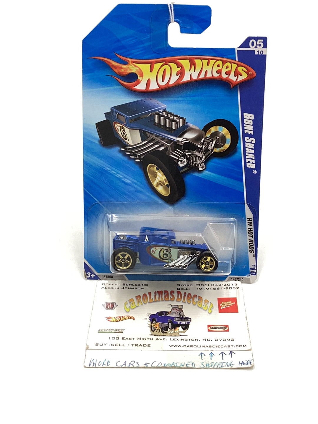 2010 Hot Wheels Hot Rods #143 Bone Shaker blue 56C