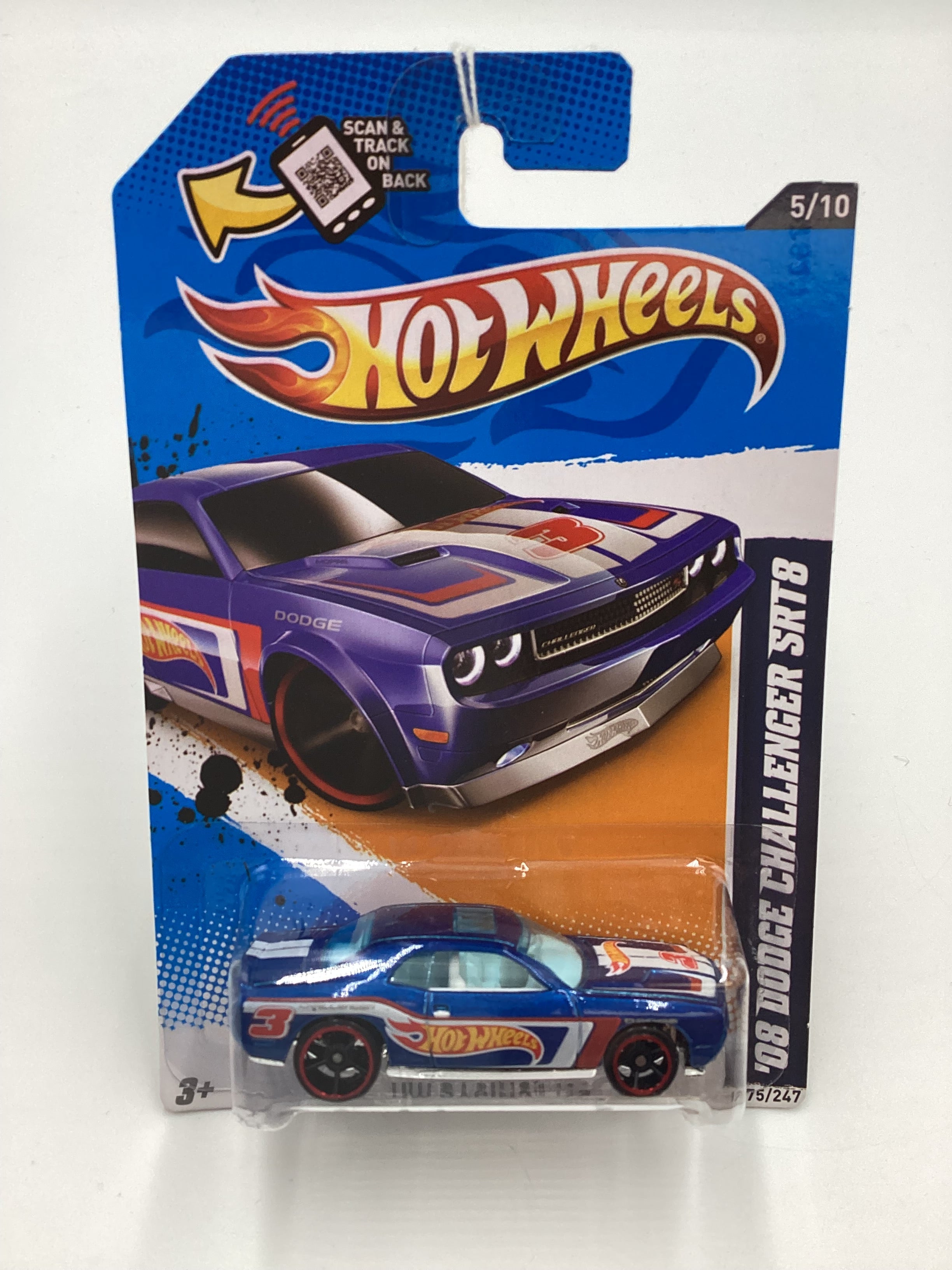 2012 Hot Wheels Racing 175 08 Dodge Challenger SRT8 Blue 53F carolinasdiecast