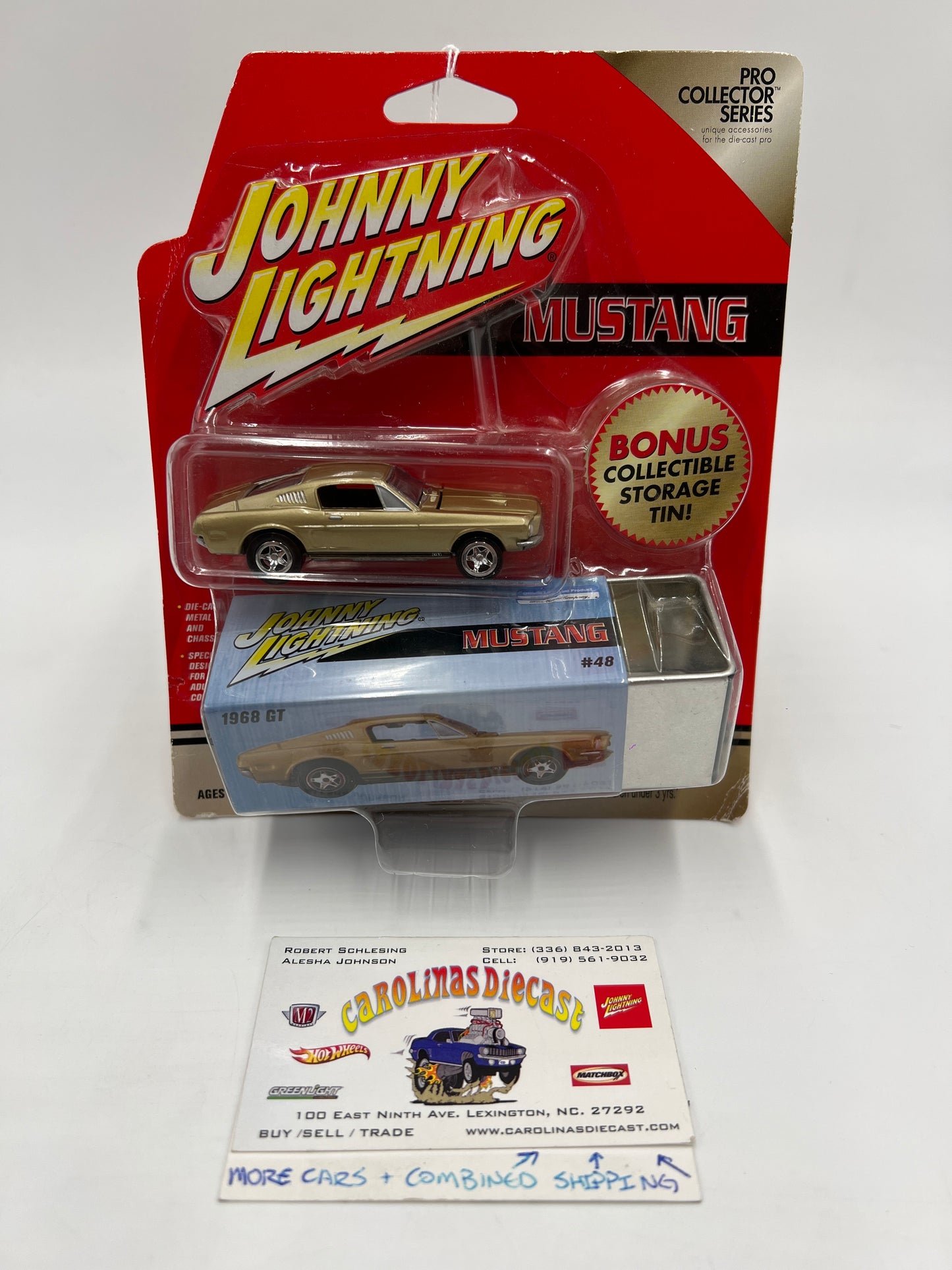 Johnny Lightning Pro Collector Series #48 1968 Ford Mustang GT Gold W/Storage Tin 218D