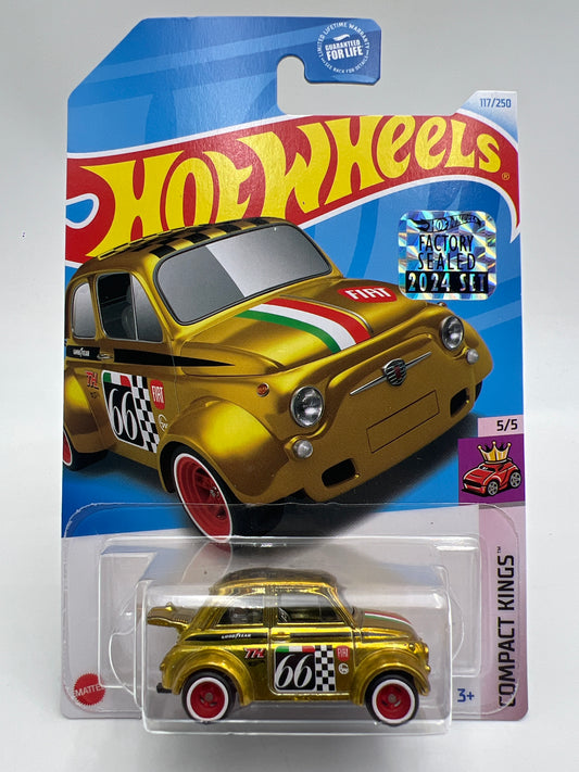 2024 Hot Wheels Factory Sealed Super Treasure Hunt #117 60s Fiat 500D Modificado Gold W/Protector