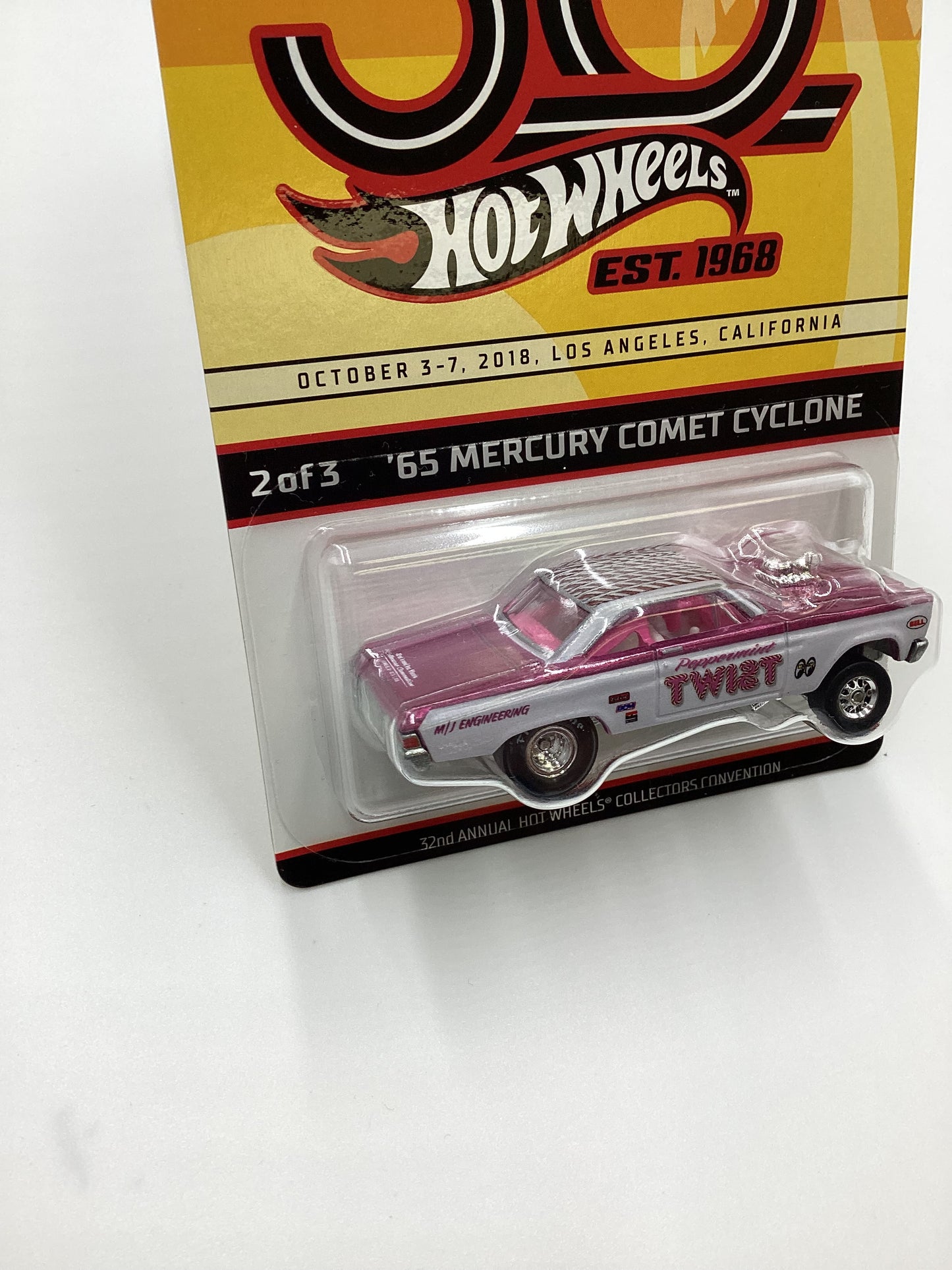 Hot Wheels 2018 32nd Annual Convention LA 65 Mercury Comet Cyclone Peppermint Twist with protector 2989/6000