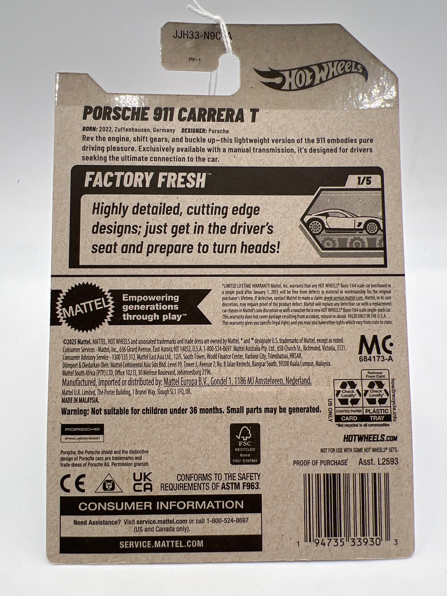 2026 Hot Wheels A Case Factory Fresh #15 Porsche 911 Carrera T Gray 99C