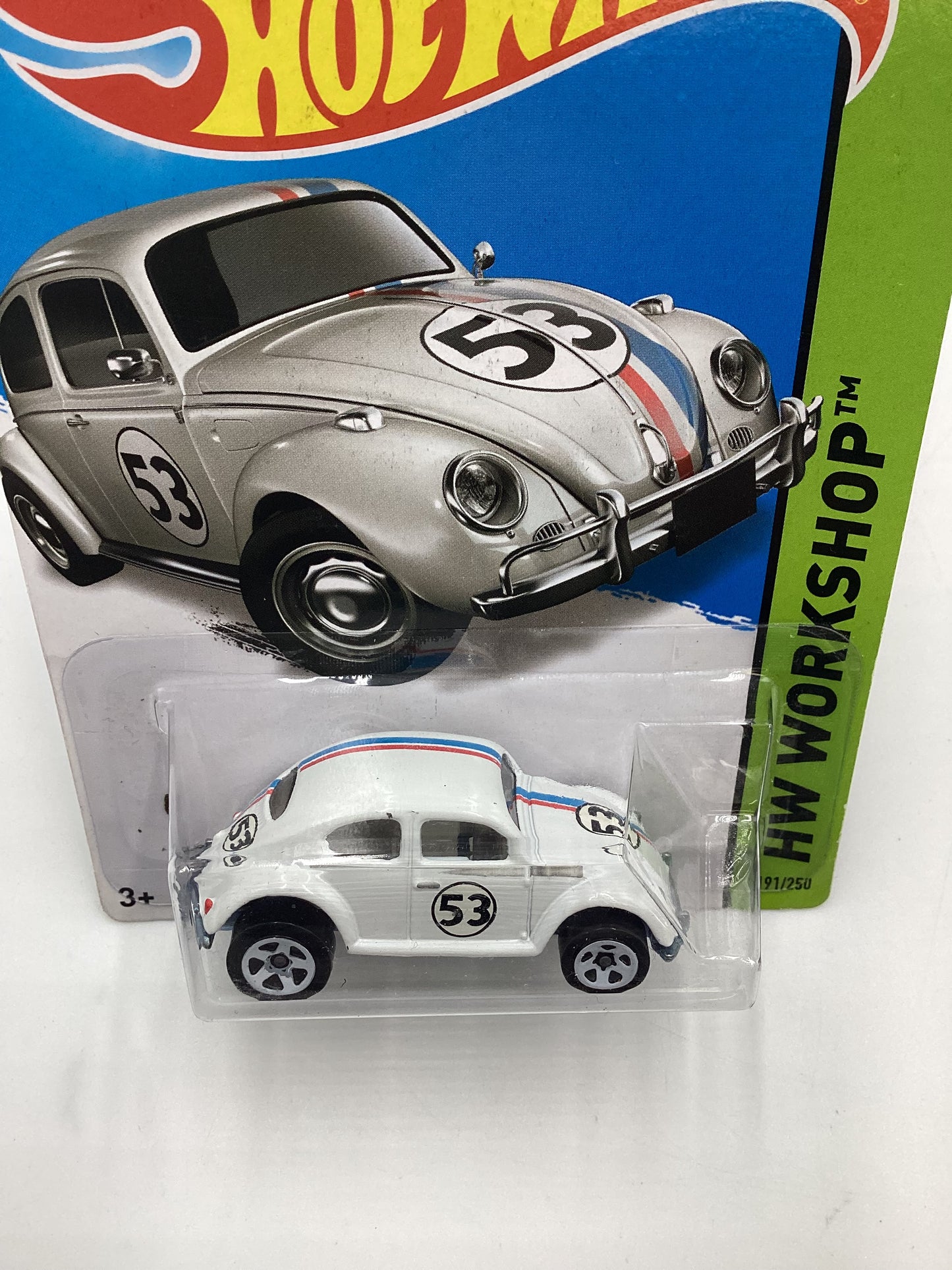 2014 Hot Wheels #191 Herbie Volkswagen Beetle The Love Bug White with protector