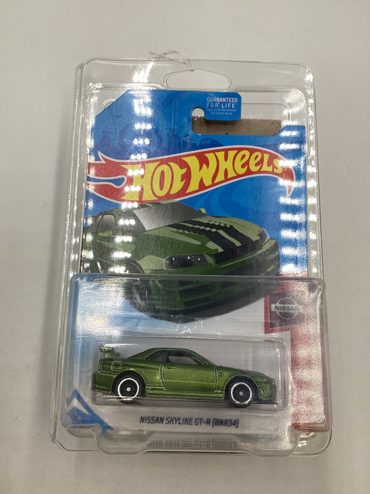 2019 Hot Wheels #045 Super Treasure Hunt Nissan Skyline GT-R BNR34 Green W/Protector Bad Card