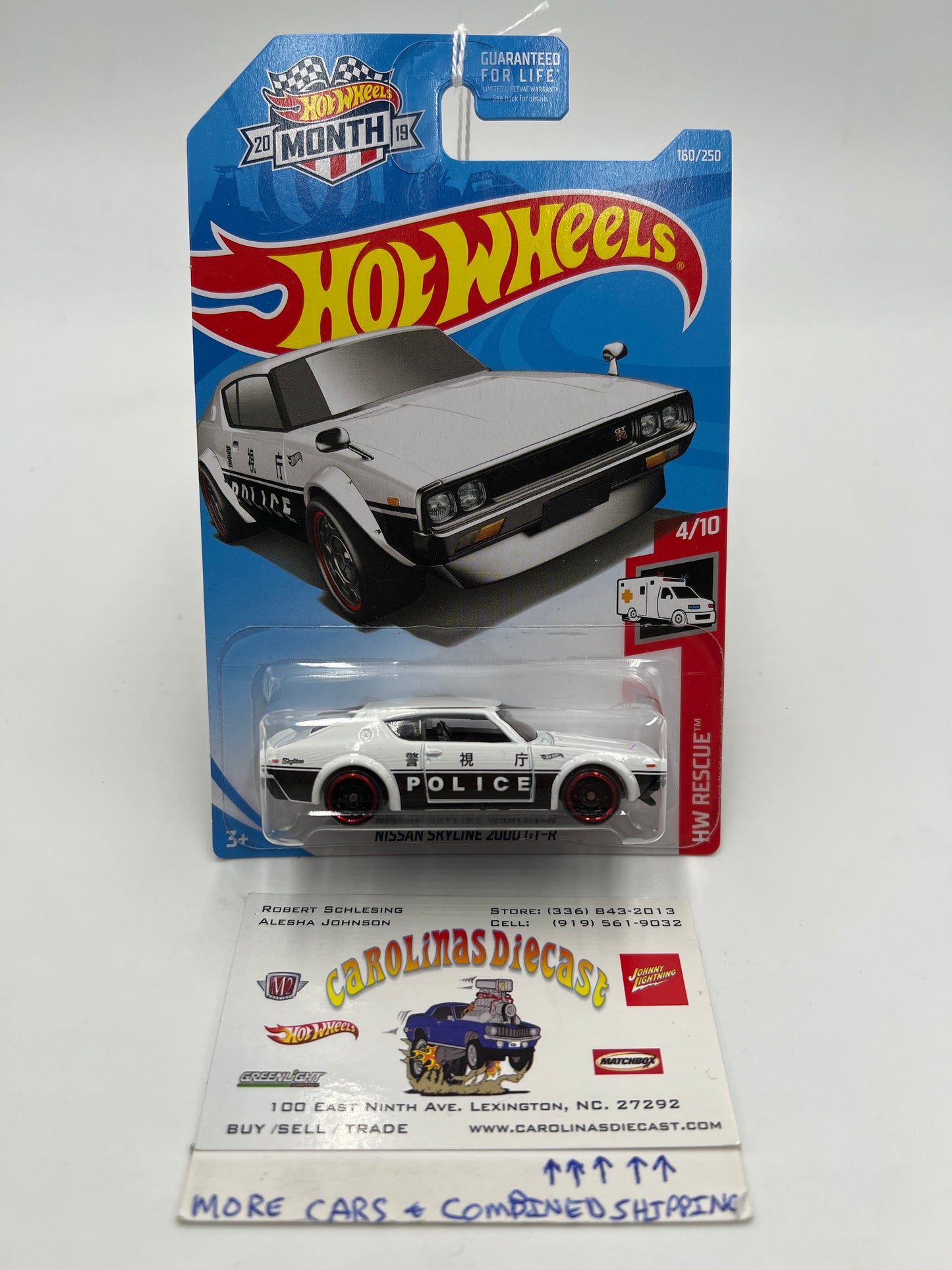 2019 Hot Wheels Month Card  #160 Nissan Skyline 2000 GT-R Police Black/White 82E