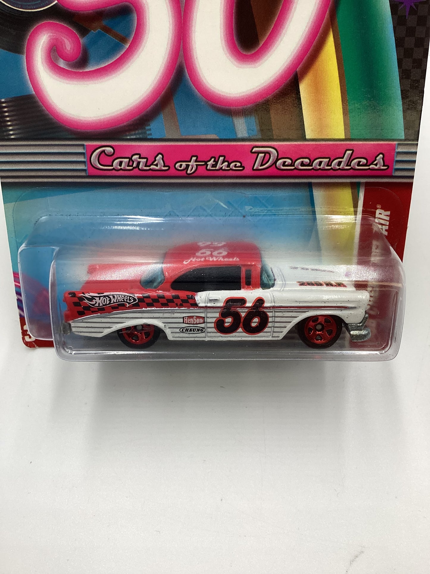 2011 Hot Wheels Cars of the Decades The 50s #9 56 Chevy Bel Air White/Red 157F