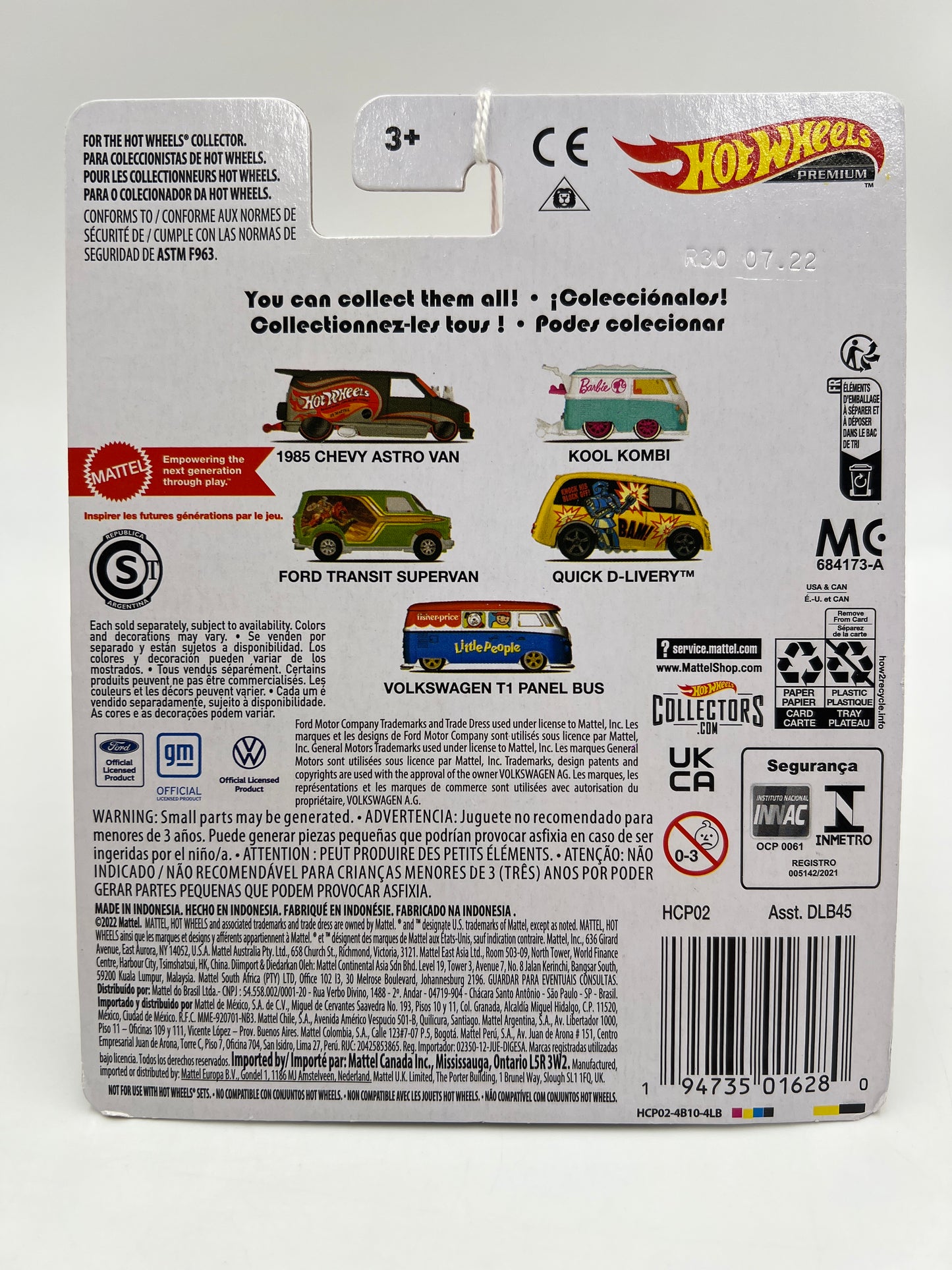 Hot Wheels Premium Fisher Price #5 Volkswagen T1 Panel Bus 268A