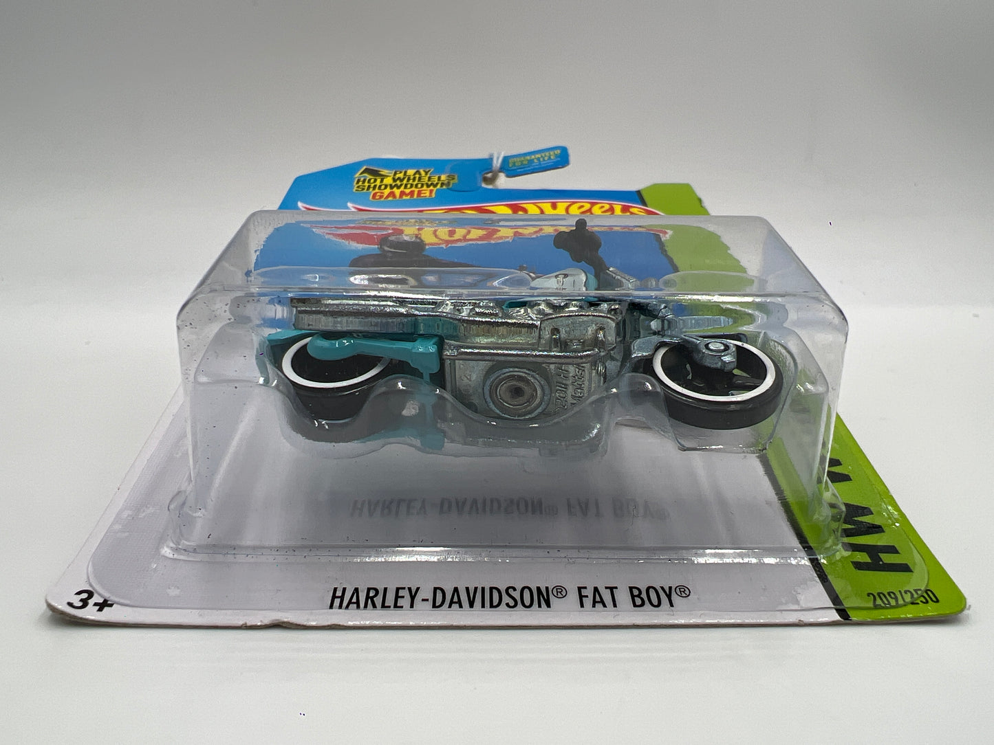 2014 Hot Wheels Workshop #209 Harley-Davidson Fat Boy Light Blue 113B