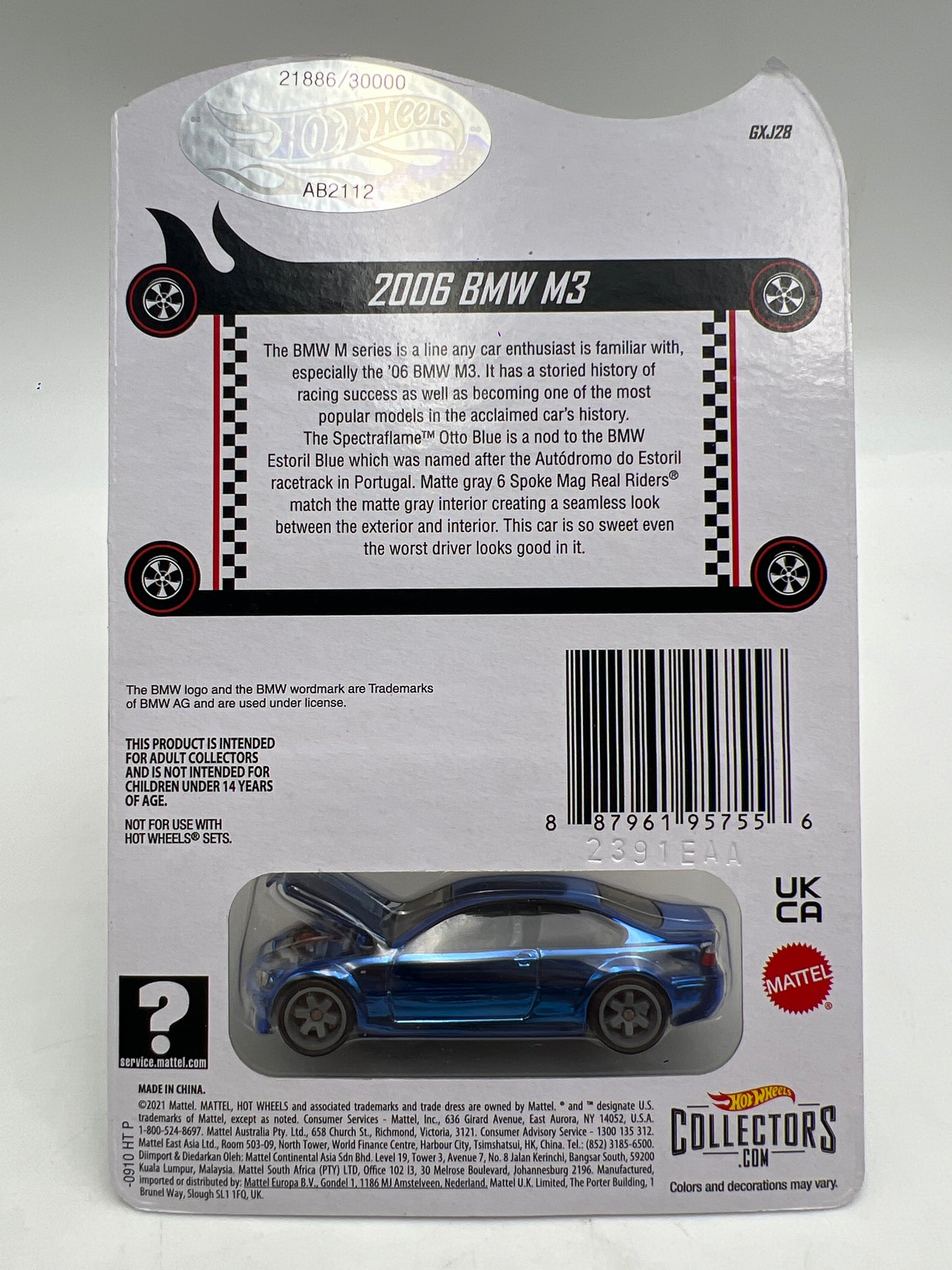 2022 Hot Wheels RLC 21886/30000 2006 BMW M3 Blue W/Protector