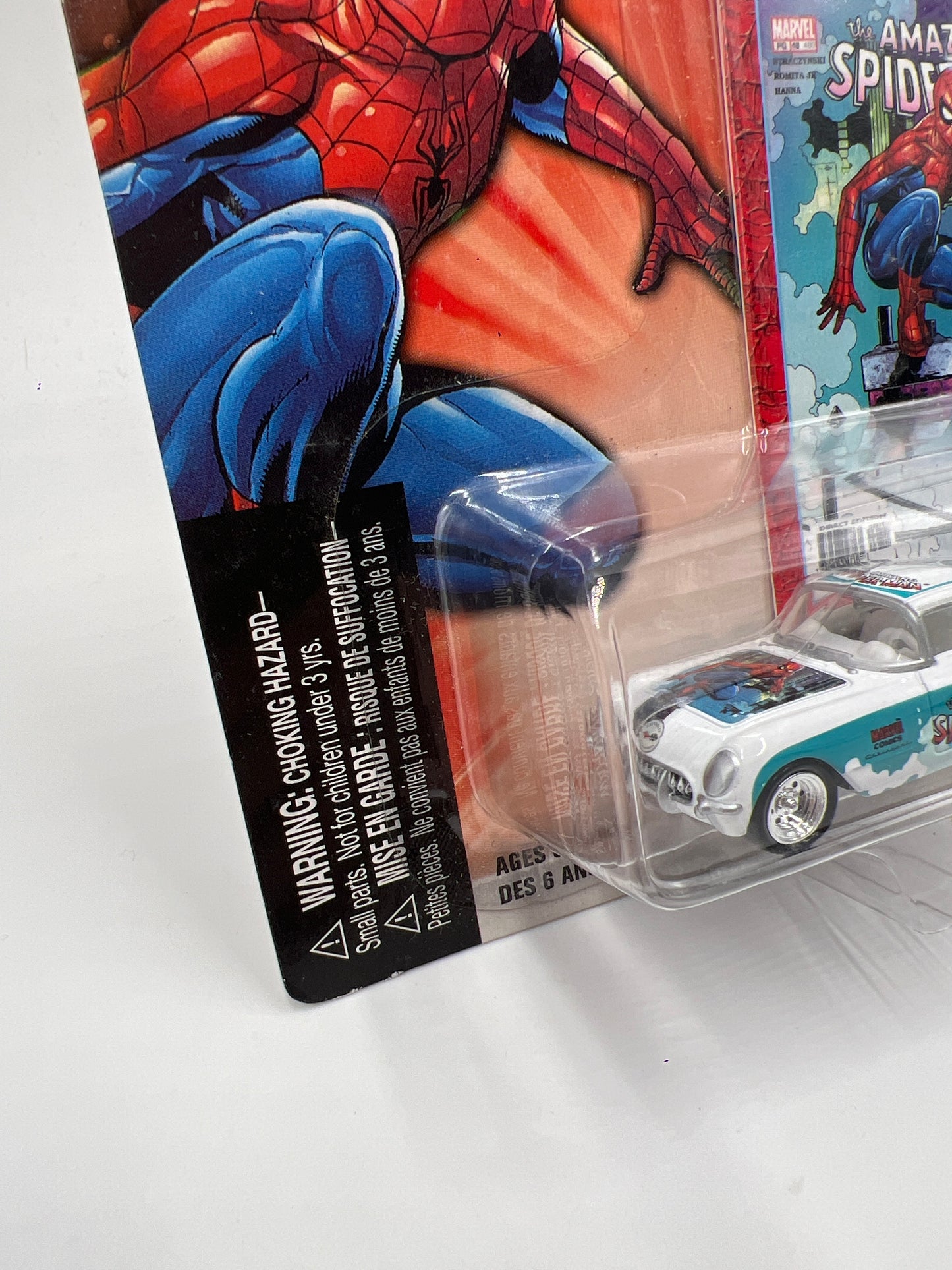 Johnny Lightning White Lightning Chase Marvel Spider-Man #5 Corvette Corvair White/Blue