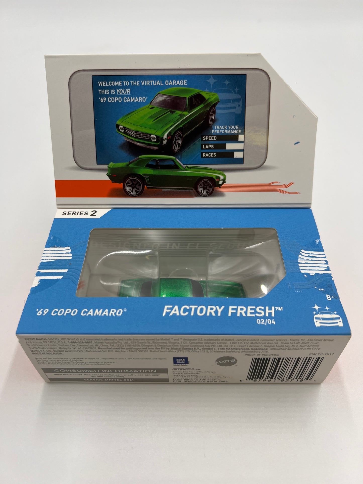 Hot Wheels iD Factory Fresh Series 2 #2 69 Copo Camaro Green Opened