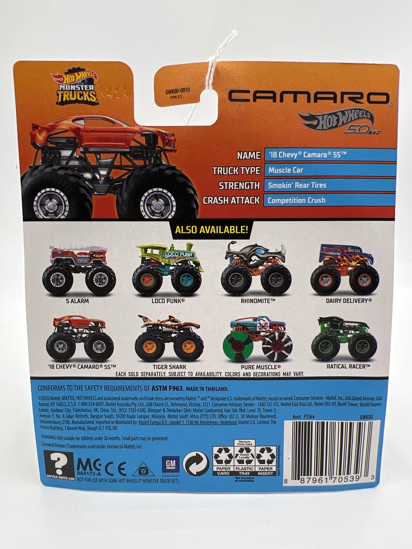 Hot Wheels Monster Trucks Fan Favorites #10 Camaro 50th