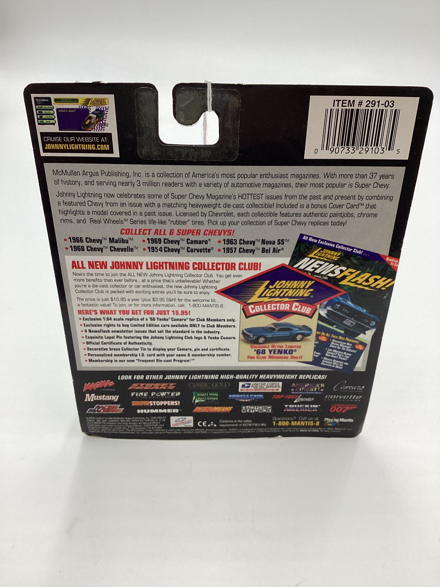 Johnny Lightning Super Chevy 1969 Chevy Camaro Black 218C