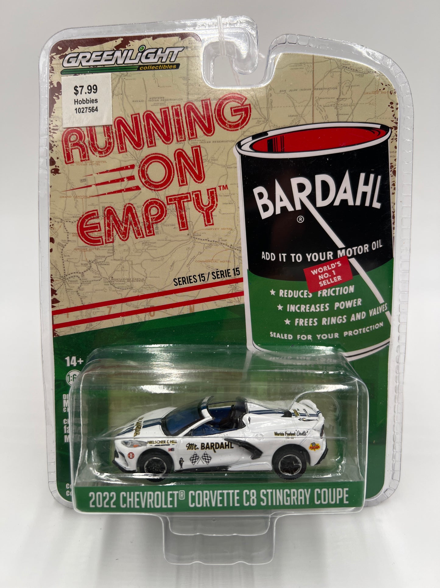 Greenlight Running on Empty Series 15 2022 Chevrolet Corvette C8 Stingray Coupe White 184F