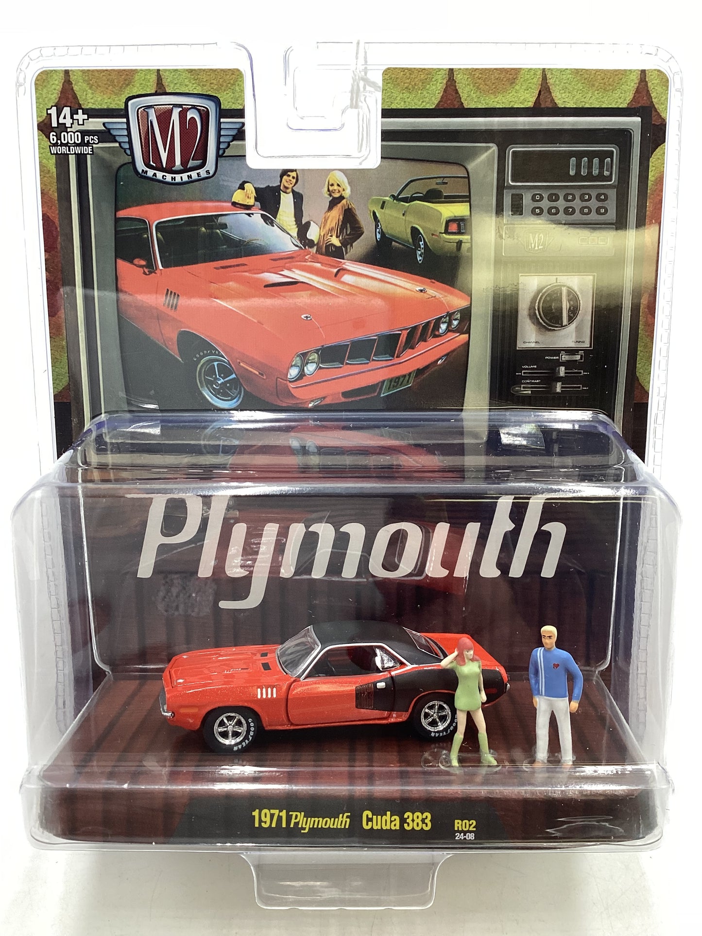 2024 M2 Machines Diorama R02 1971 Plymouth Cuda 383 198E