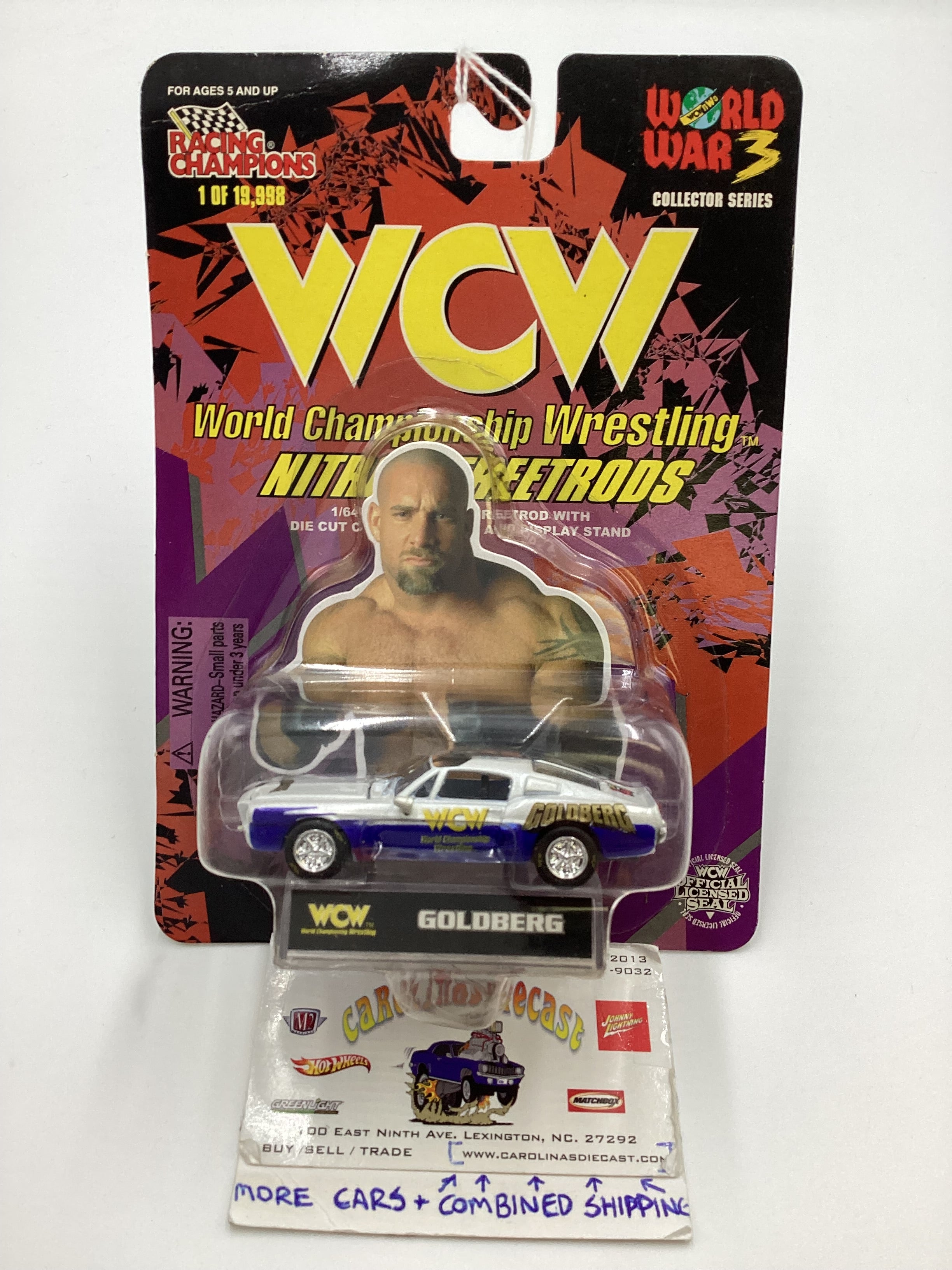Racing Champions WCW Nitro Streetrods Goldberg Mustang White/Blue