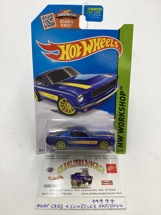 2015 Hot Wheels Workshop #242 65 Mustang 2+2 Fastback Blue 26H