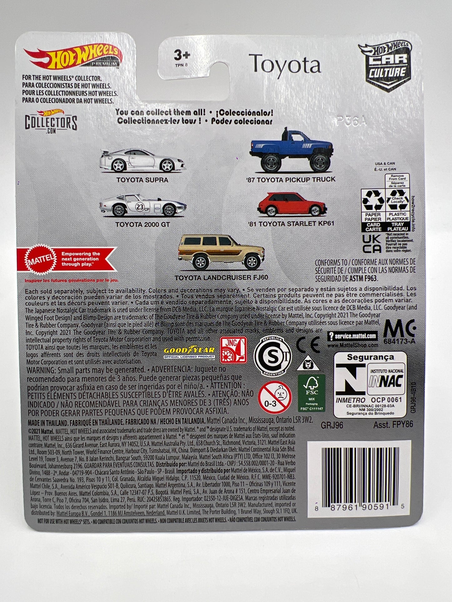 Hot Wheels Premium Toyota #1 Toyota Supra White W/Protector Cracked Blister