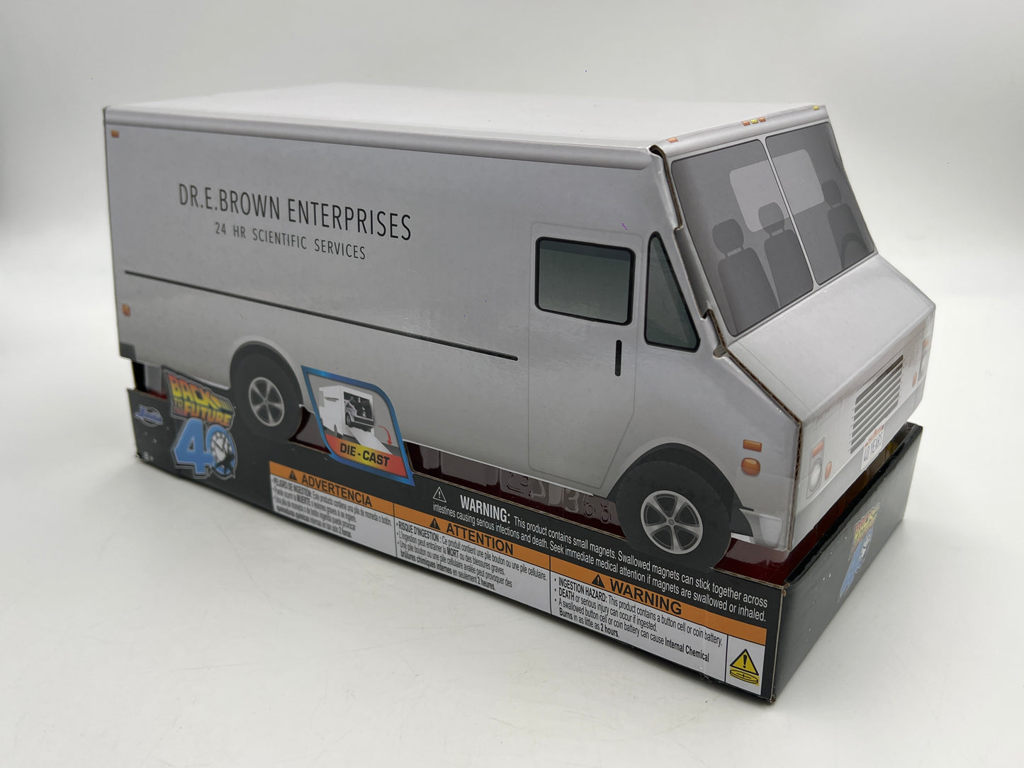 Jada 1/24 Scale Back To The Future 40 Years Edition Time Machine DMC DeLorean W/Lights & Truck Package