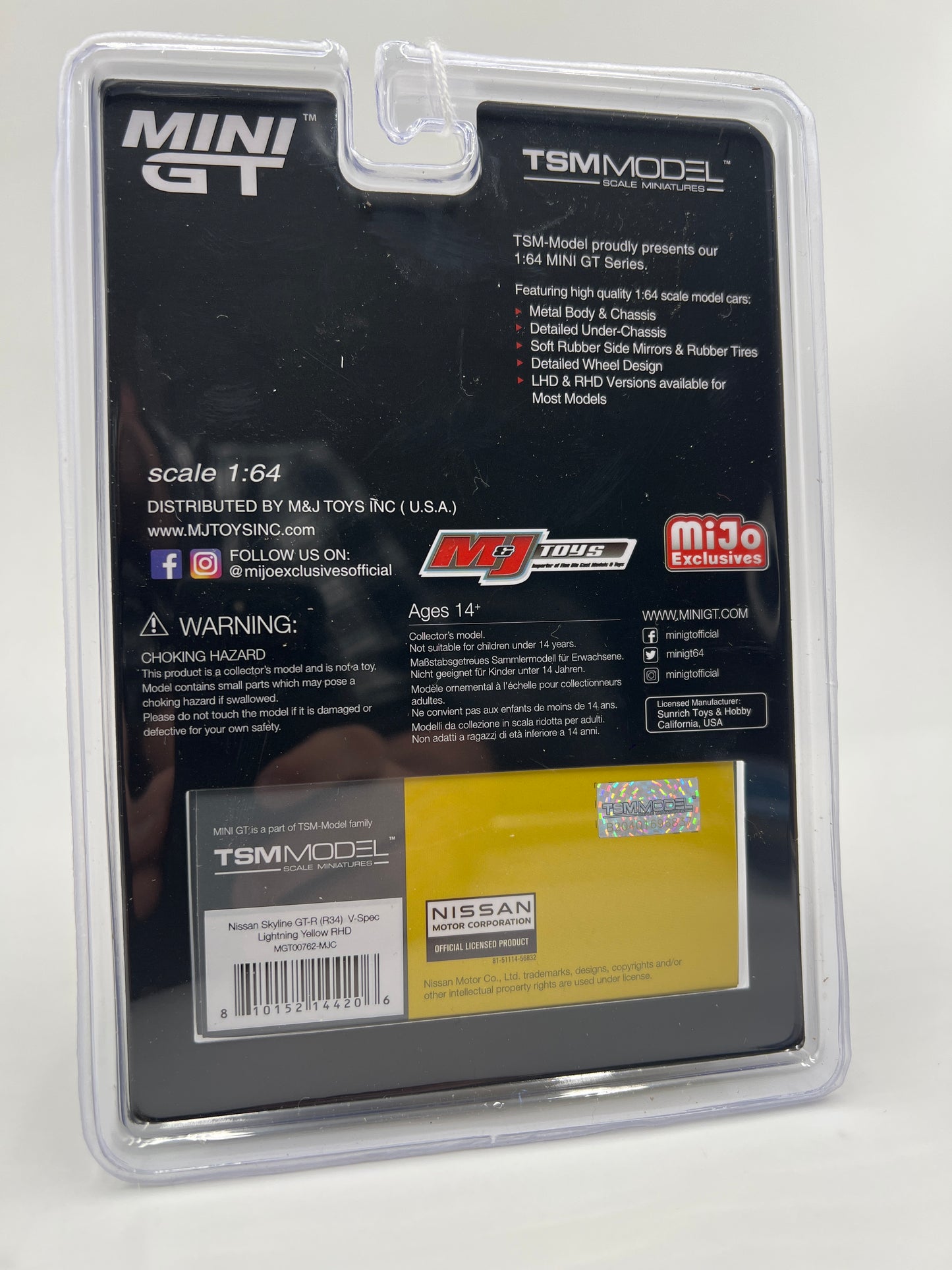 Mini GT Mijo Exclusives #762 CHASE Nissan Skyline GT-R R34 V-Spec Yellow