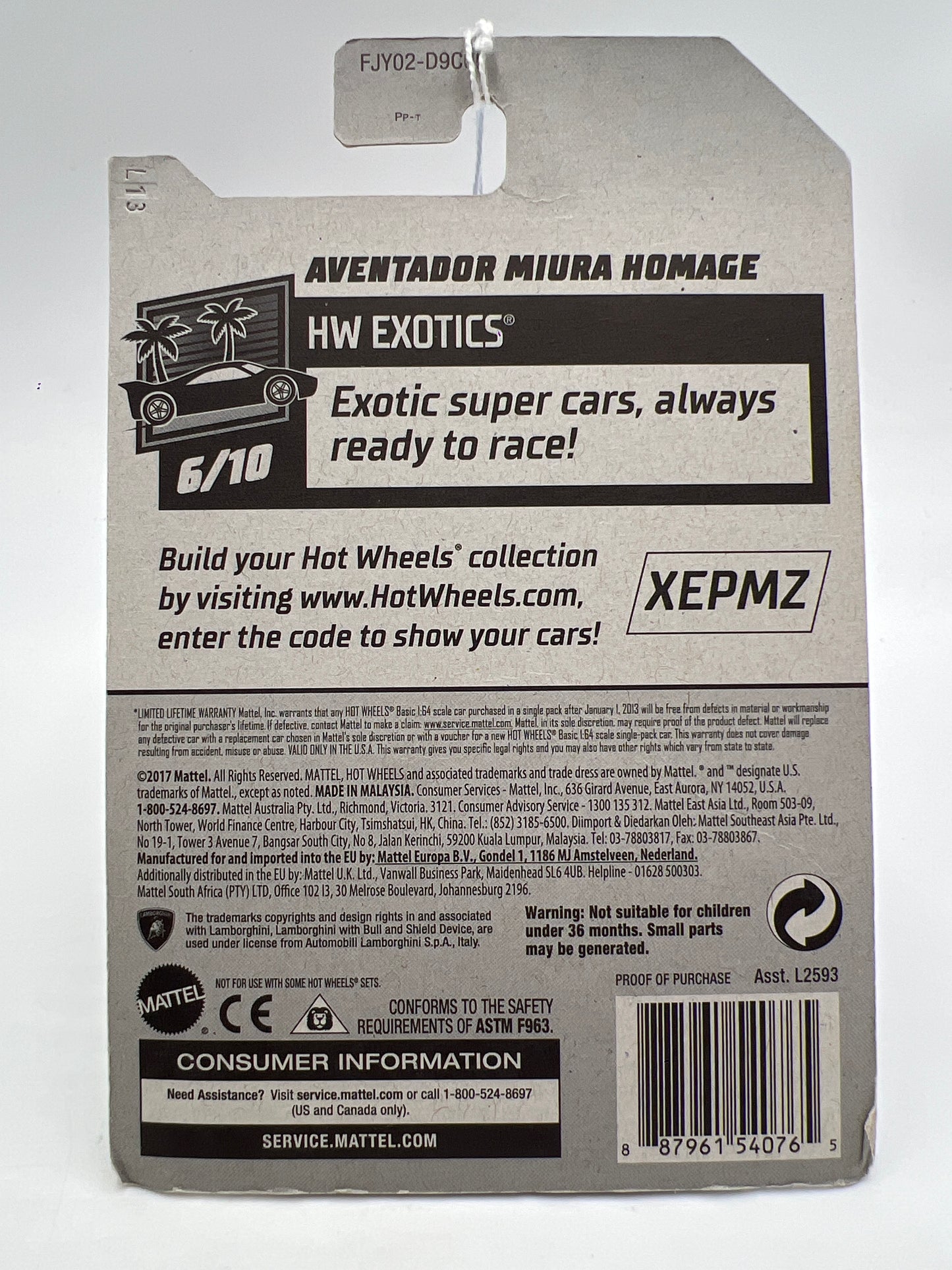 2018 Hot Wheels Exotics #239 Lamborghini Aventador Miura Homage Red 102B