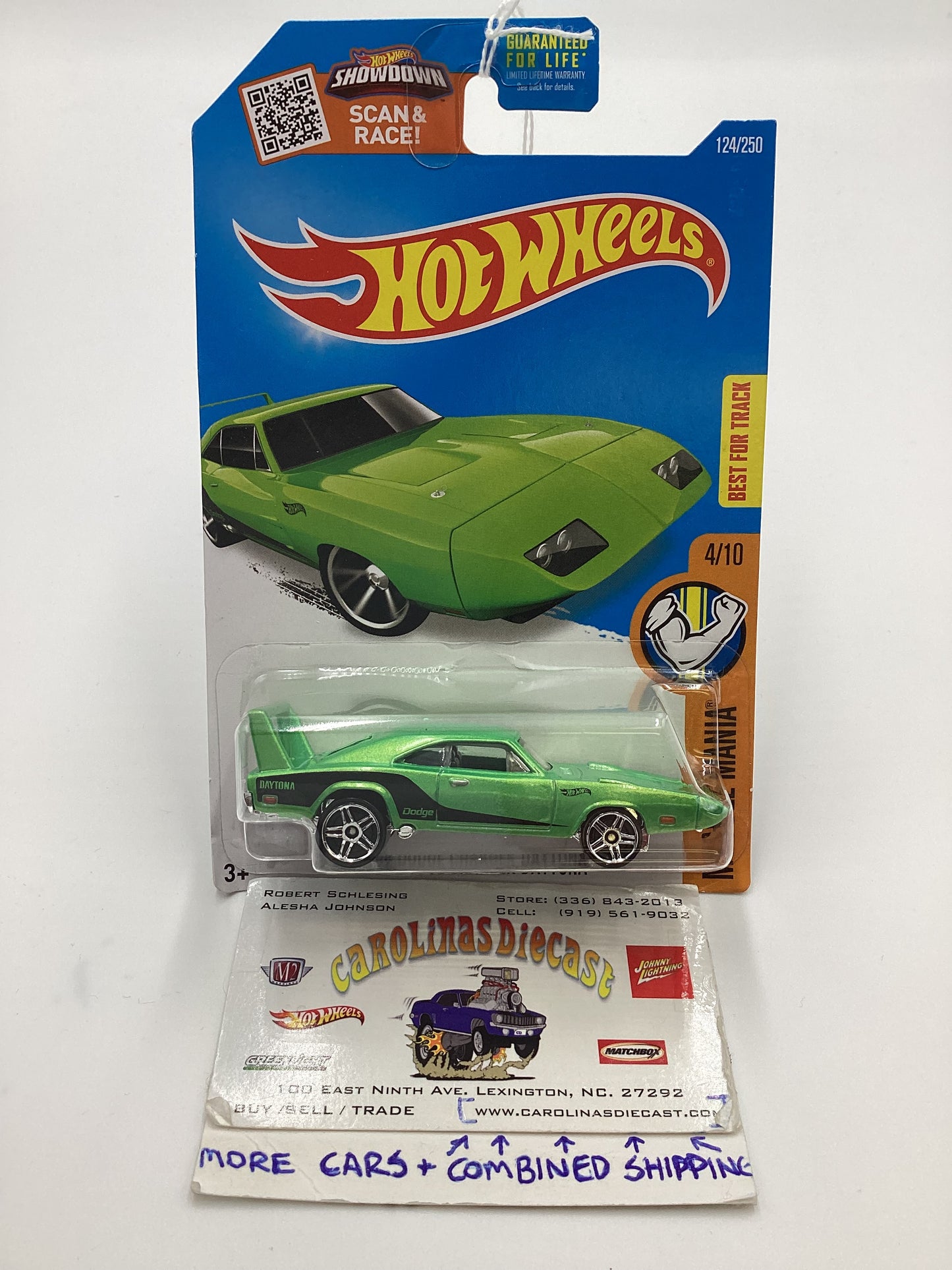 2016 Hot Wheels #124 69 DODGE CHARGER DAYTONA Green 56C