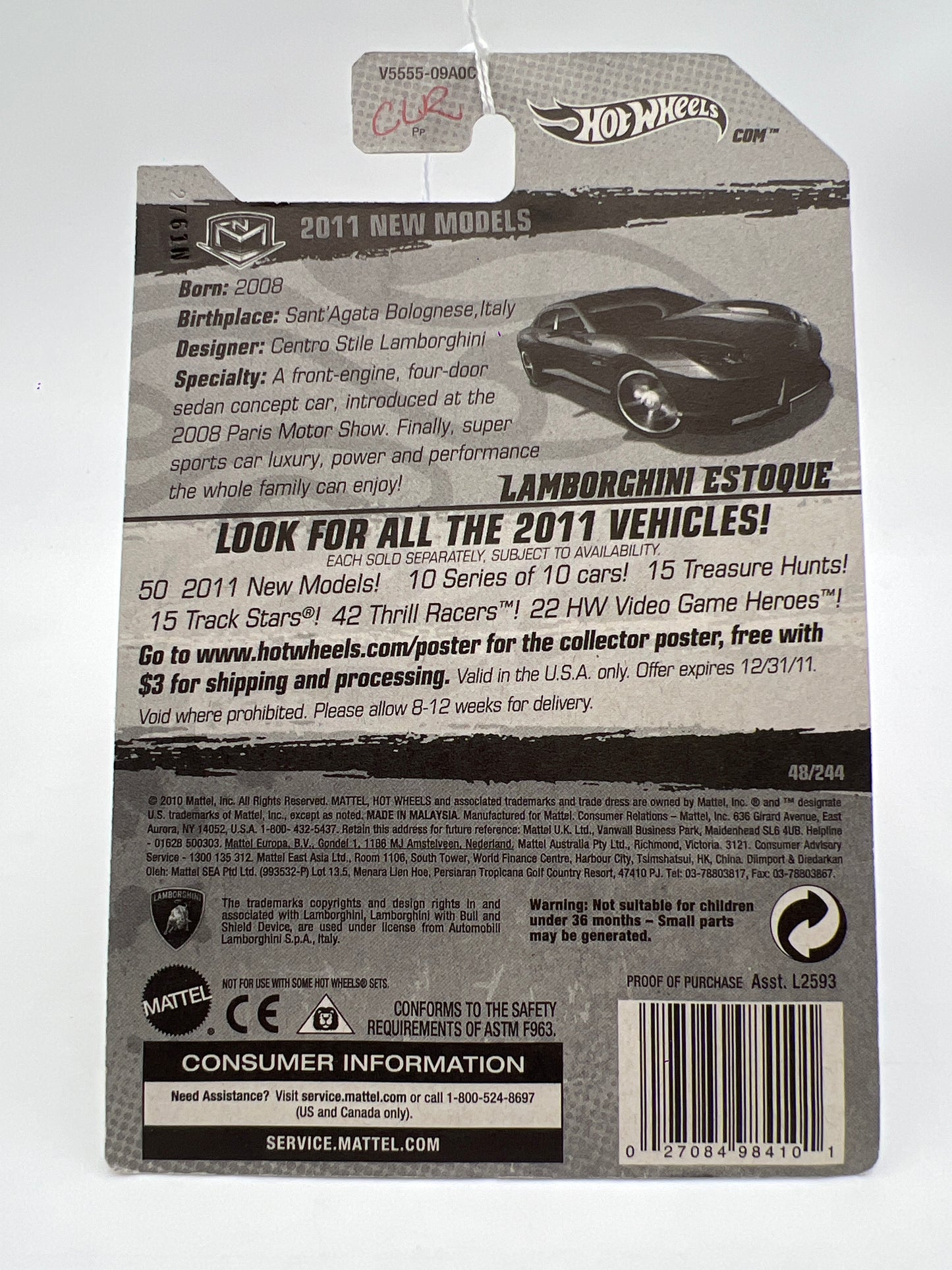 2011 Hot Wheels New Models #48 Lamborghini Estoque Blue 101A