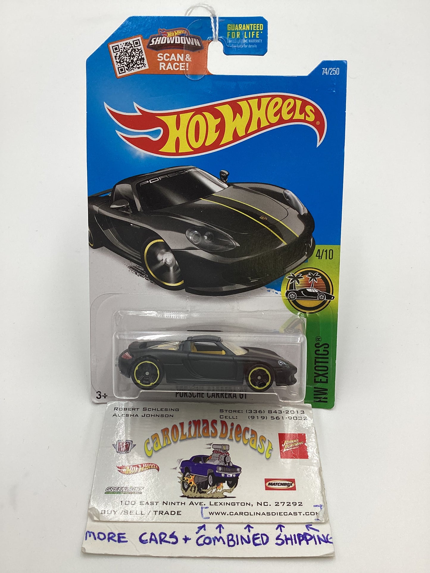 2016 Hot Wheels #74 Porsche Carrera GT Matte Black 99C
