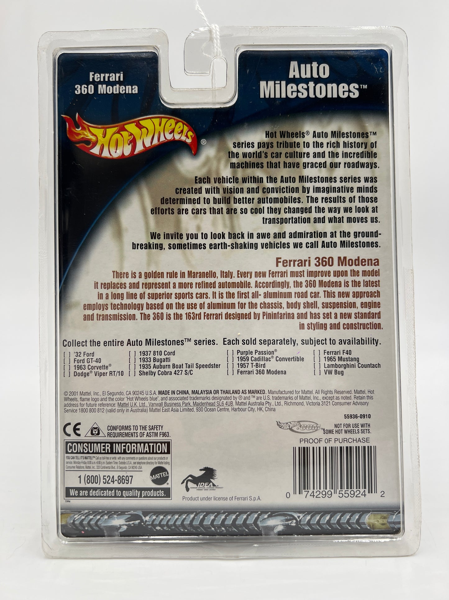 2002 Hot Wheels Auto Milestones Ferrari 360 Modena Red