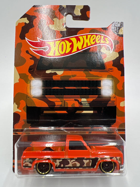 Hot Wheels Walmart Exclusive Camo Series #4 83 Chevy Silverado Orange W/Protector