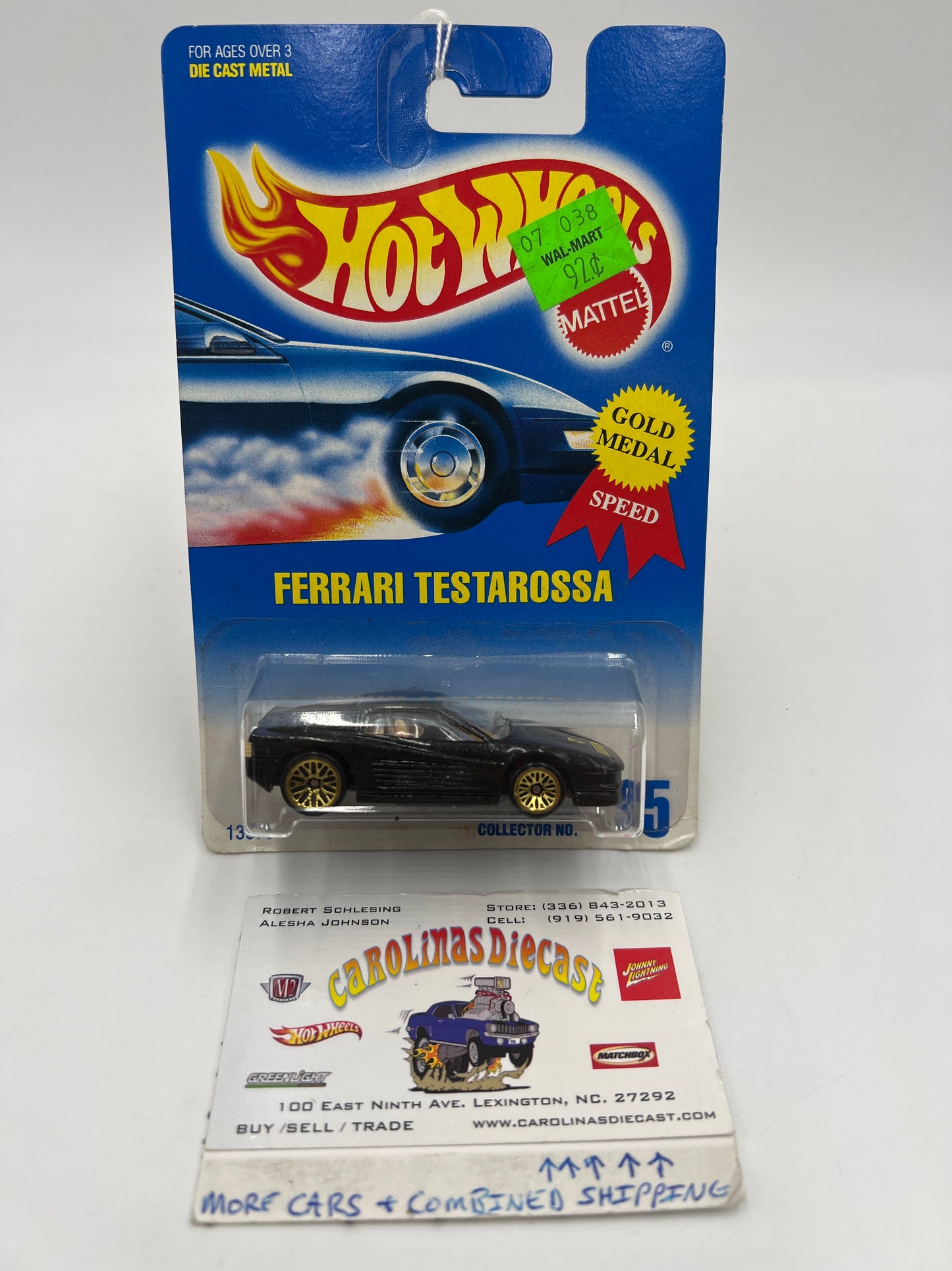 Hot Wheels 1992 Gold Metal Speed #35 Ferrari Testarossa Mesh Wheels