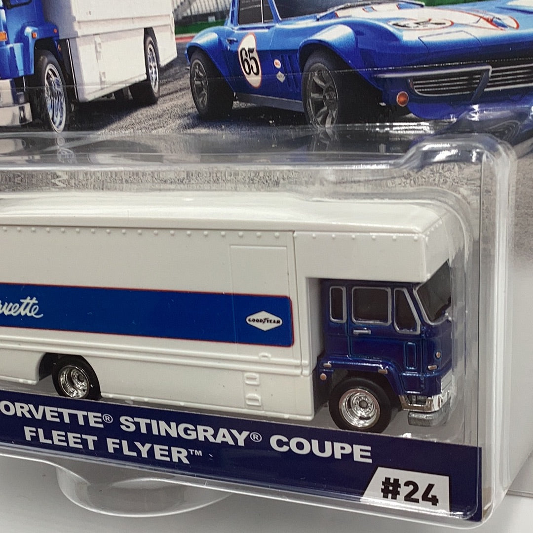 Hot wheels car culture team transport #24 Custom Corvette stingray Coupe fleet flyer 243E