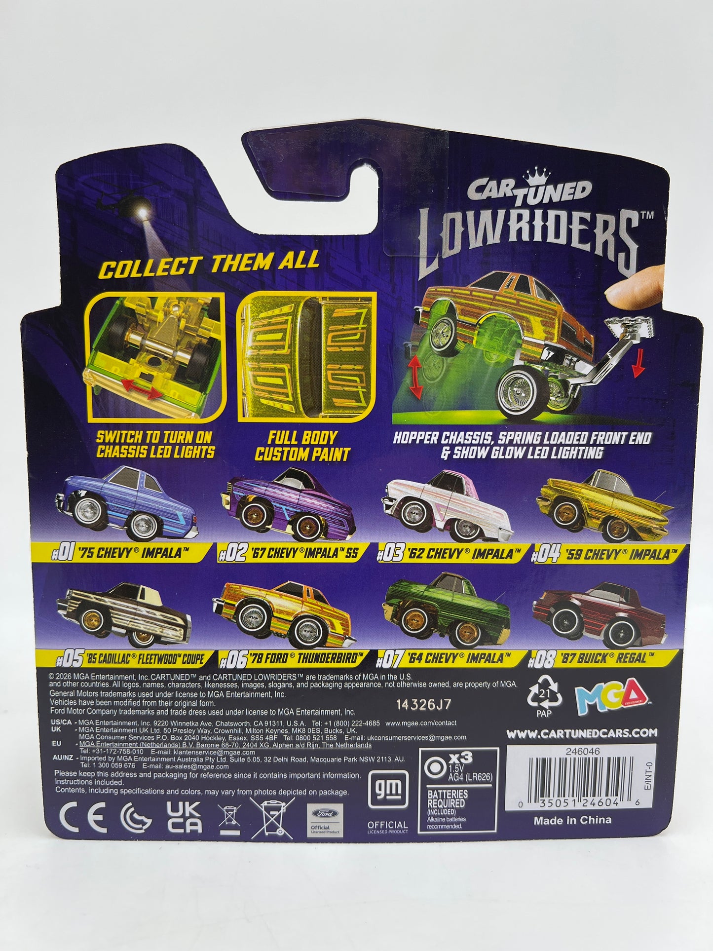 MGA Car Tuned Series 3 Show Glow Lowriders #4 59 Chevy Impala Gold