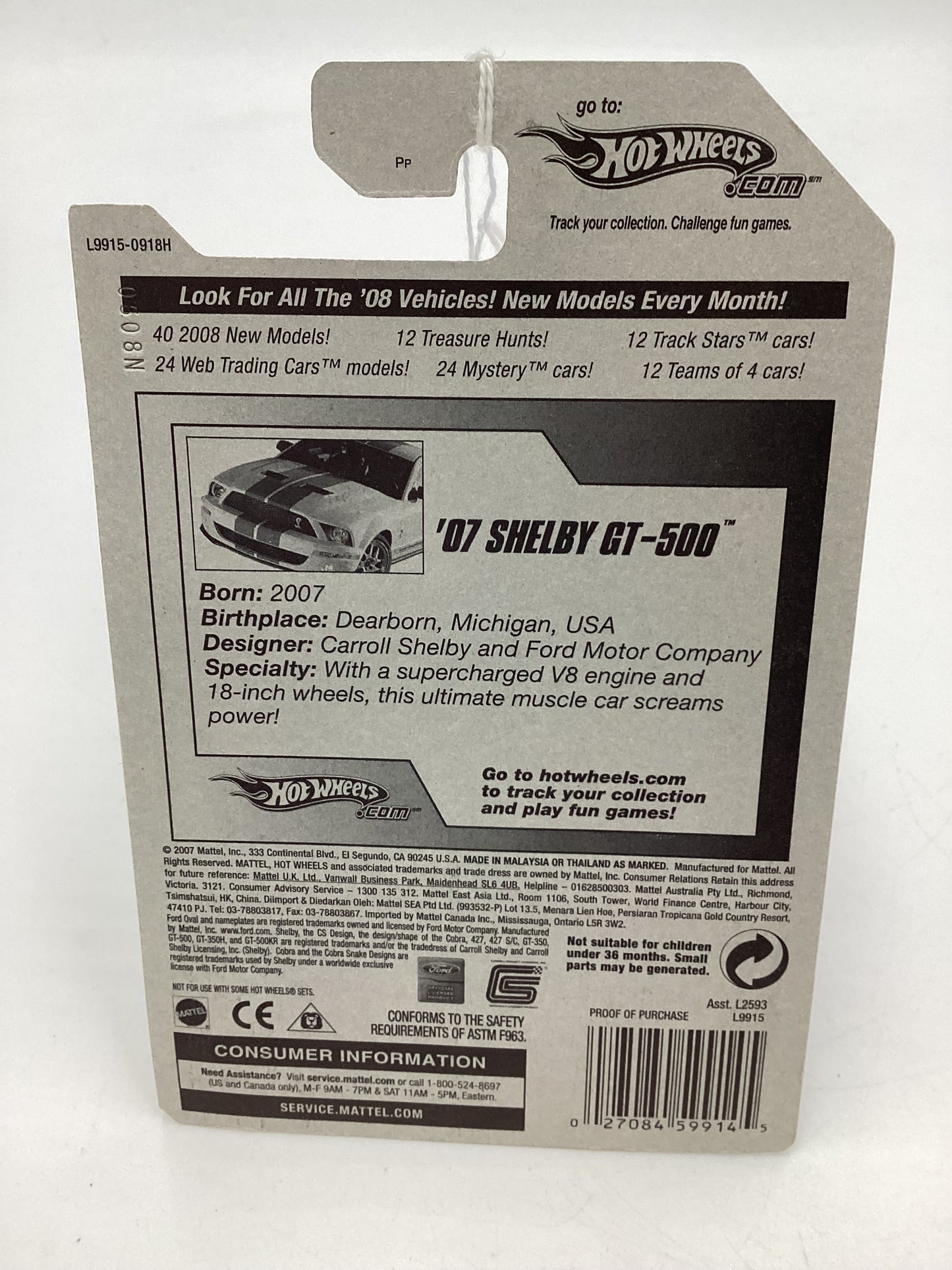 2008 Hot Wheels New Models #1 07 Shelby GT-500 Black 25H