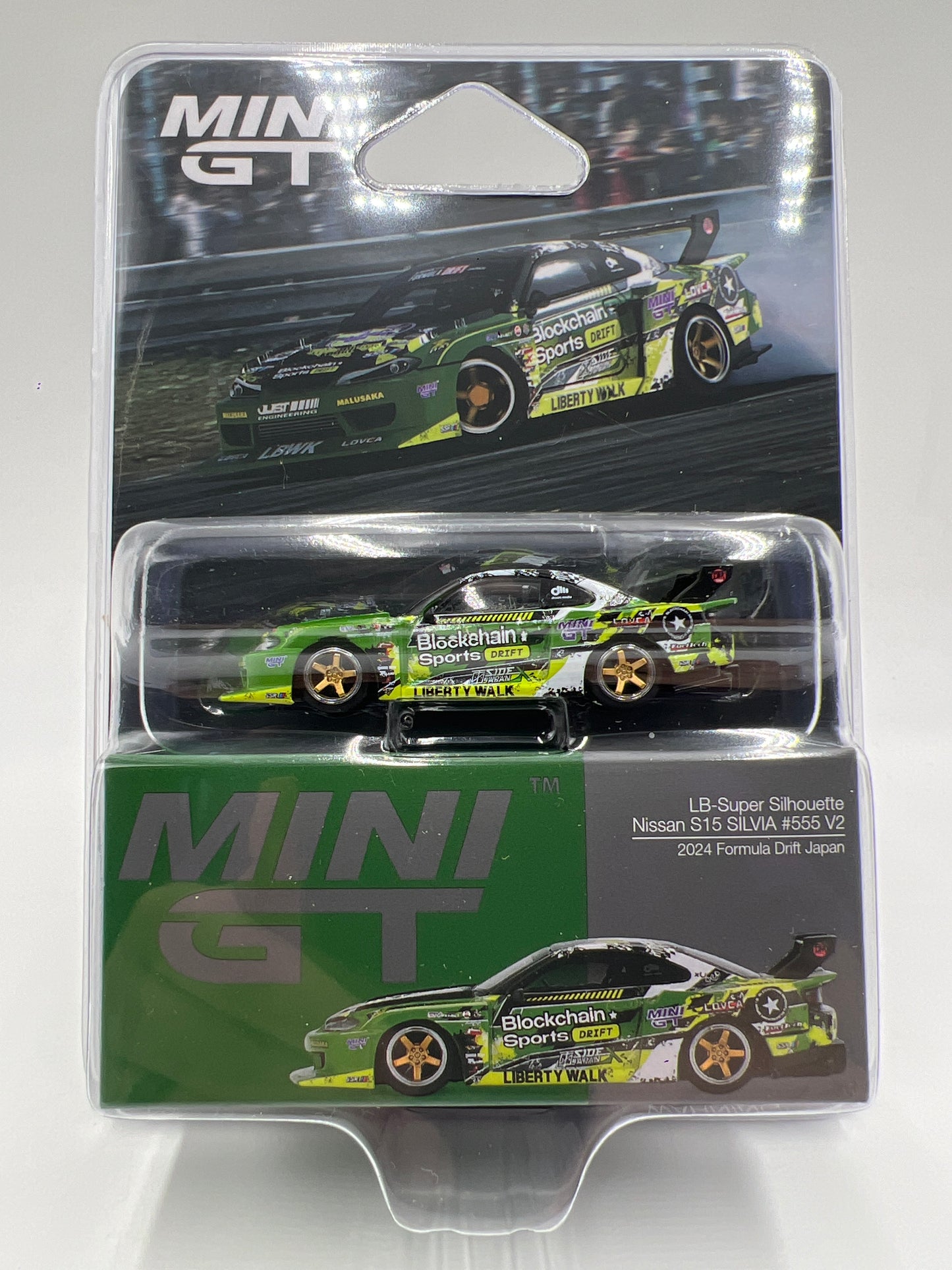 Mini GT #823 LB-Super Silhouette Nissan S15 Silvia #555 V2 2024 Formula Drift Japan