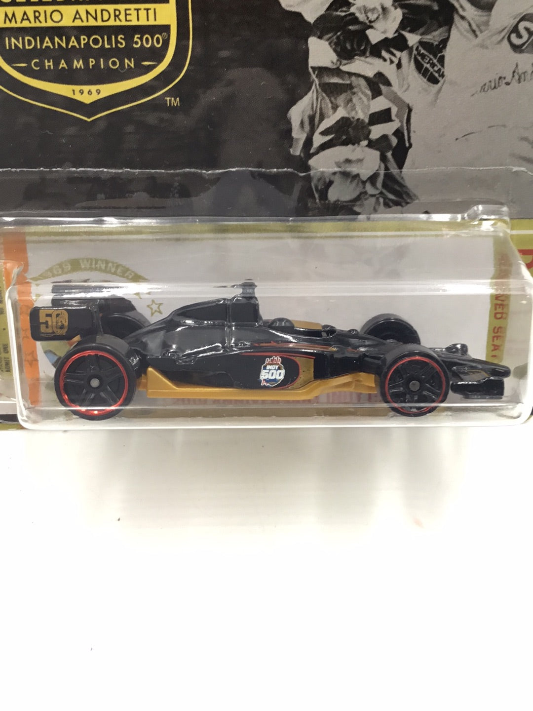 2019 hot wheels Mario Andretti 50th Aniversary Indy Car with protector
