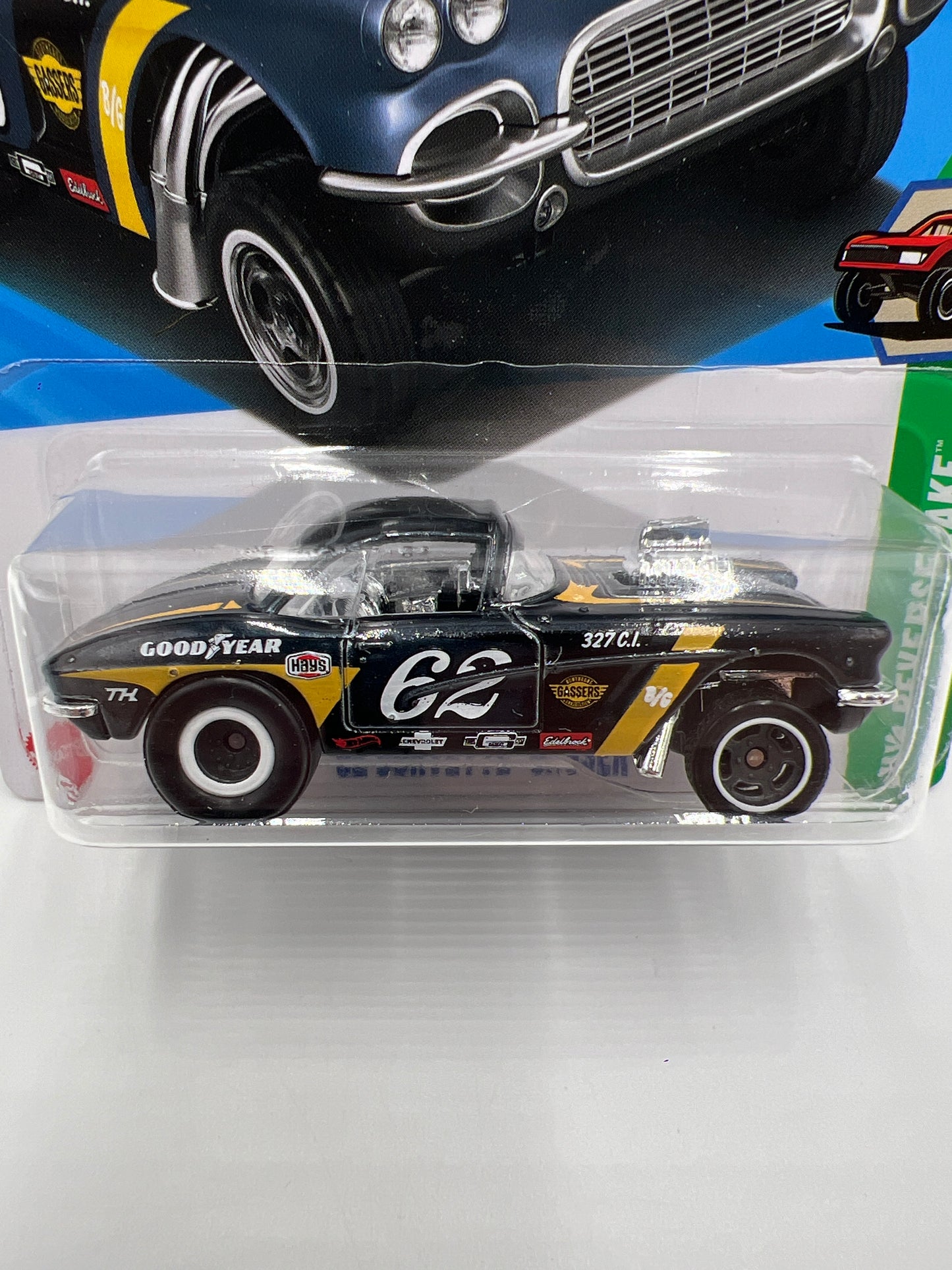 2025 Hot Wheels J Case Super Treasure Hunt #182 62 Corvette Gasser W/Protector