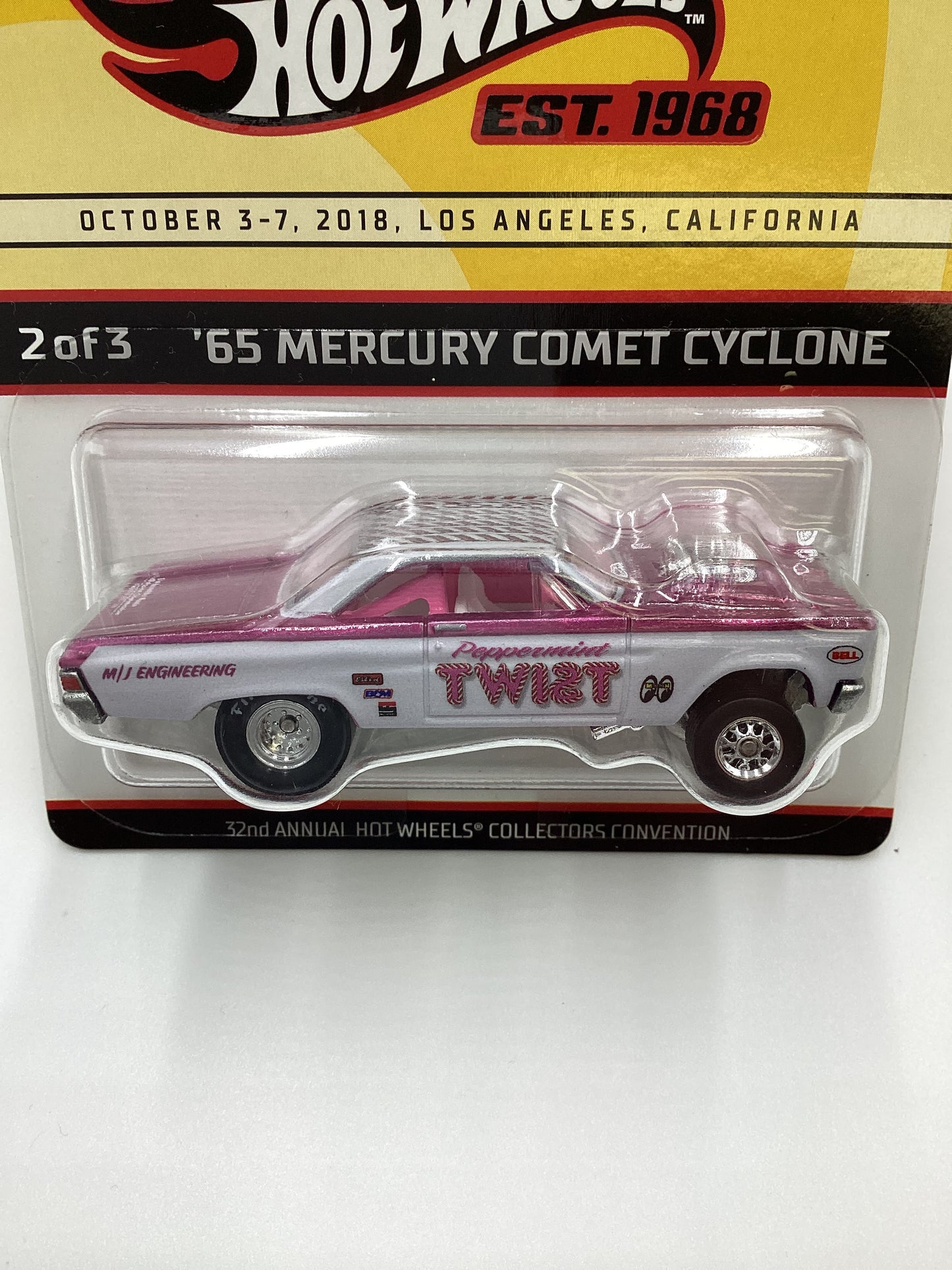 Hot Wheels 2018 32nd Annual Convention LA 65 Mercury Comet Cyclone Peppermint Twist with protector 2989/6000