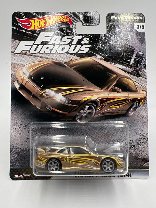 Hot Wheels Premium Fast & Furious Fast Tuners #3 Nissan 240SX S14 Gold W/Protector