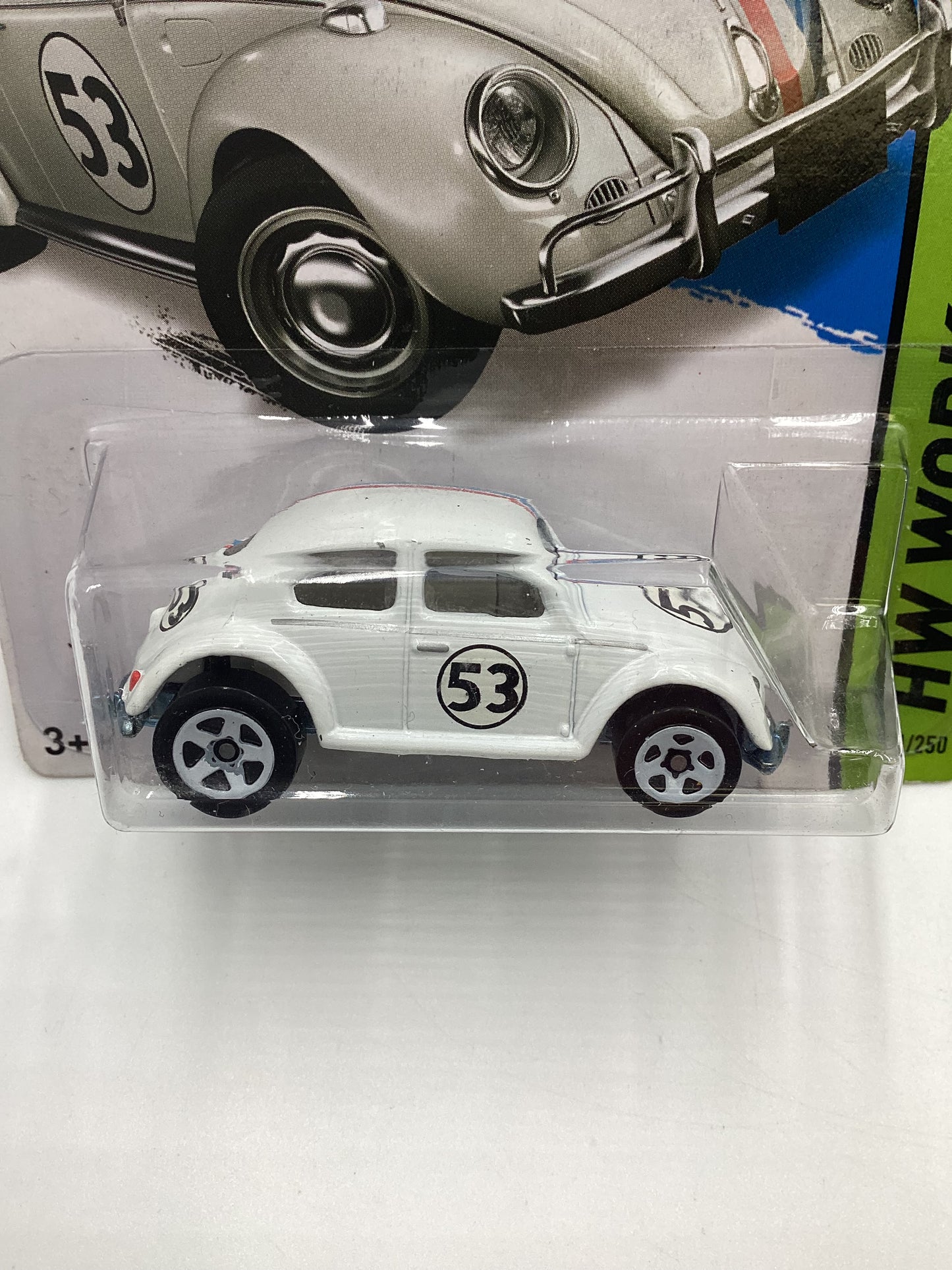 2014 Hot Wheels #191 Herbie Volkswagen Beetle The Love Bug White with protector