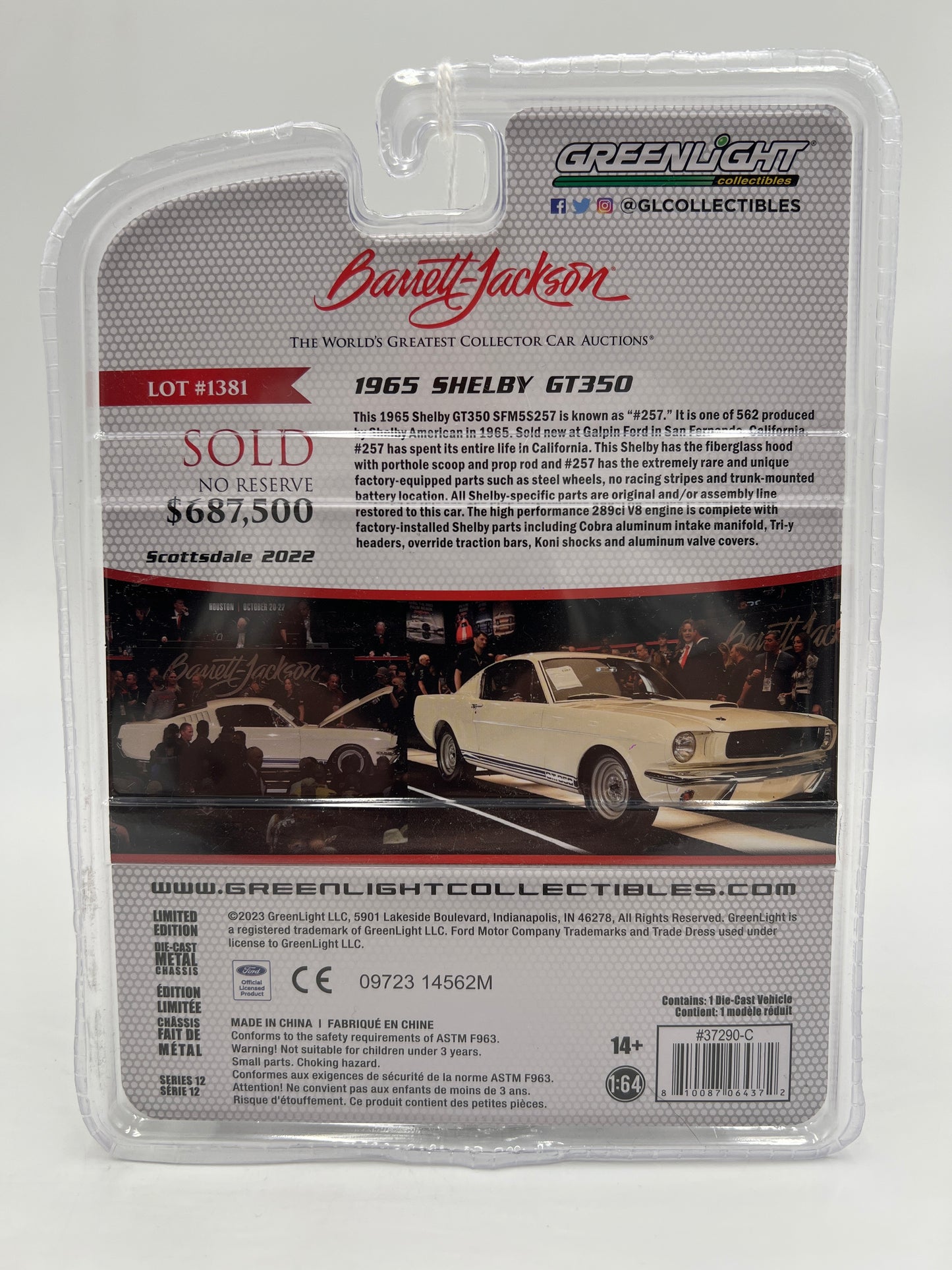Greenlight Barrett Jackson 50th Anniversary Series 12 CHASE 1965 Shelby GT350 White