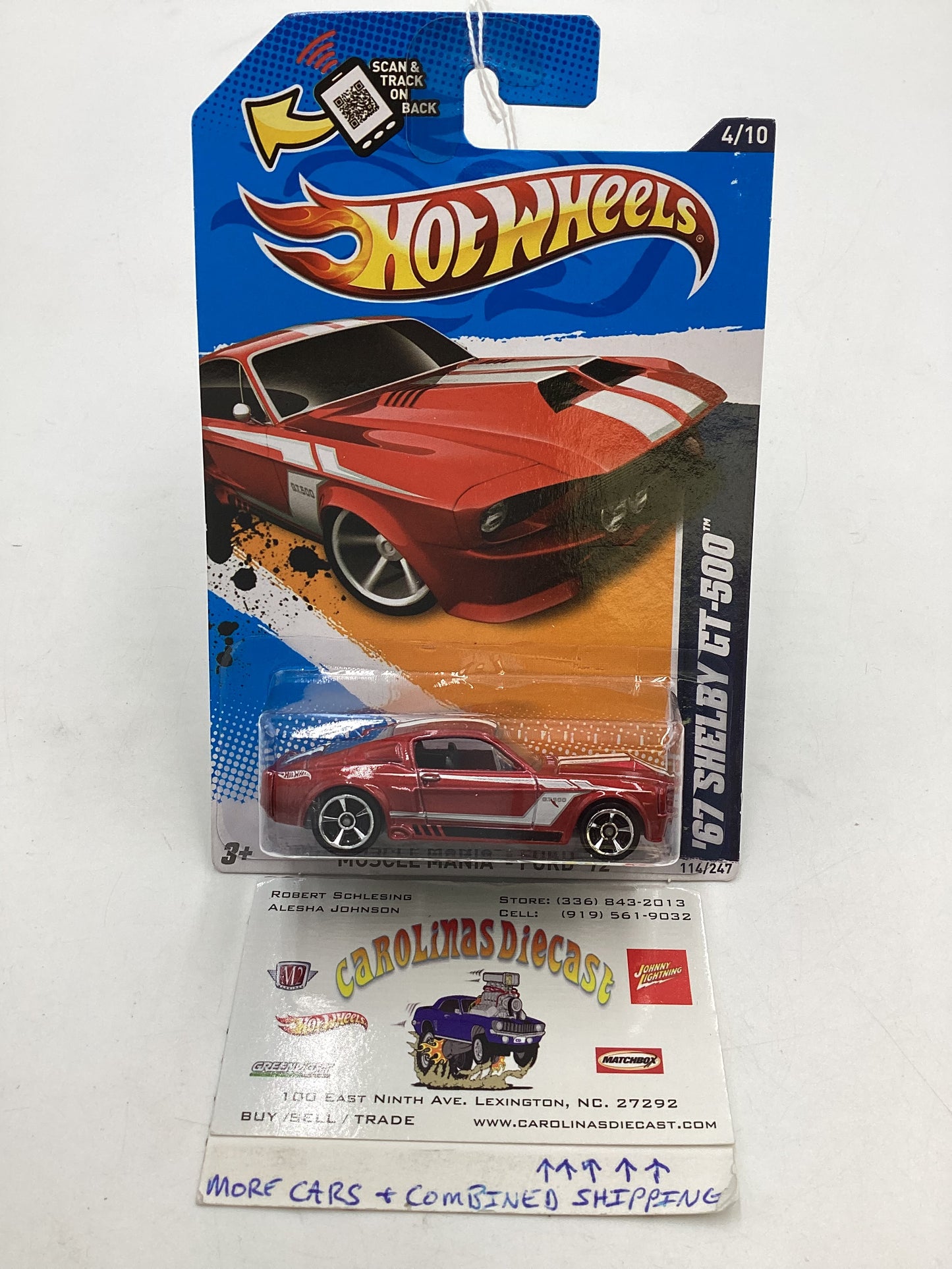 2012 Hot Wheels Muscle Mania Ford #114 67 Shelby GT-500 Red 35F