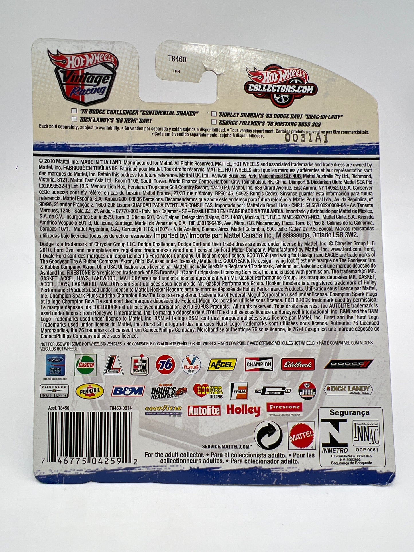 Hot Wheels Premium Vintage Racing #9 George Follmers 70 Mustang Boss 302 Yellow W/Protector