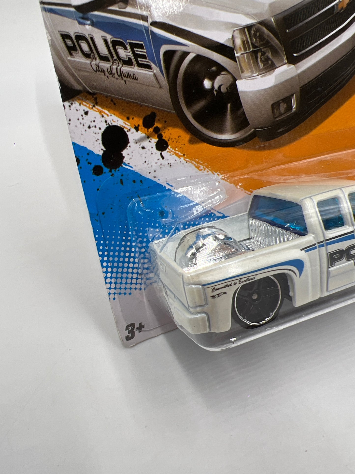2012 Hot Wheels Main Street #164 Chevy Silverado White Police Card/Blister Not Perfect